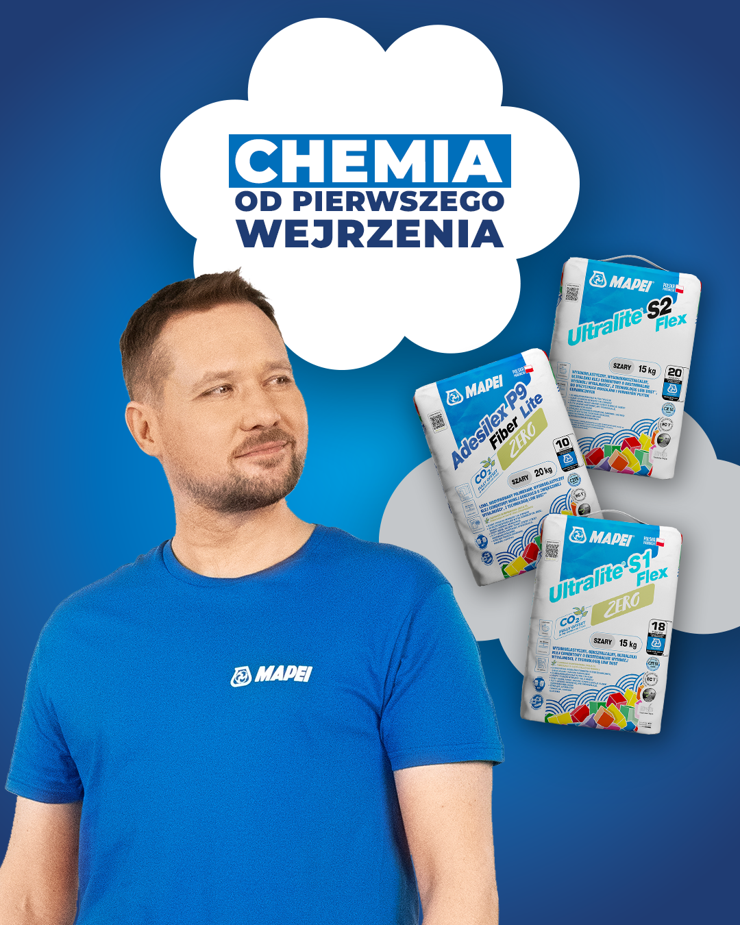MAPEI Polska Facebook ad: Jedno spojrzenie na nasze kleje wystarczy, aby poczuć…