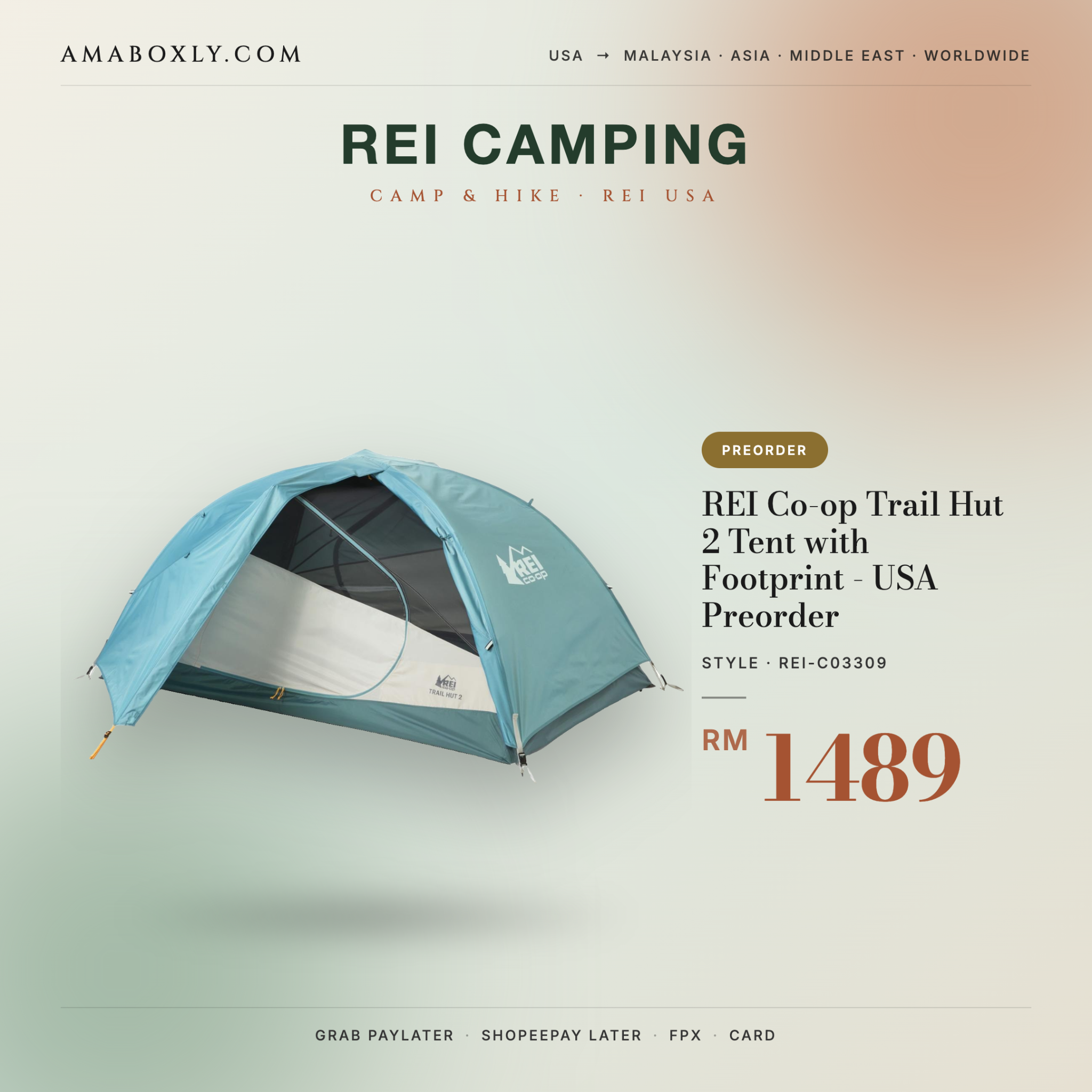 Amaboxly Bags & More Facebook ad: Camp-ready comfort from REI USA.