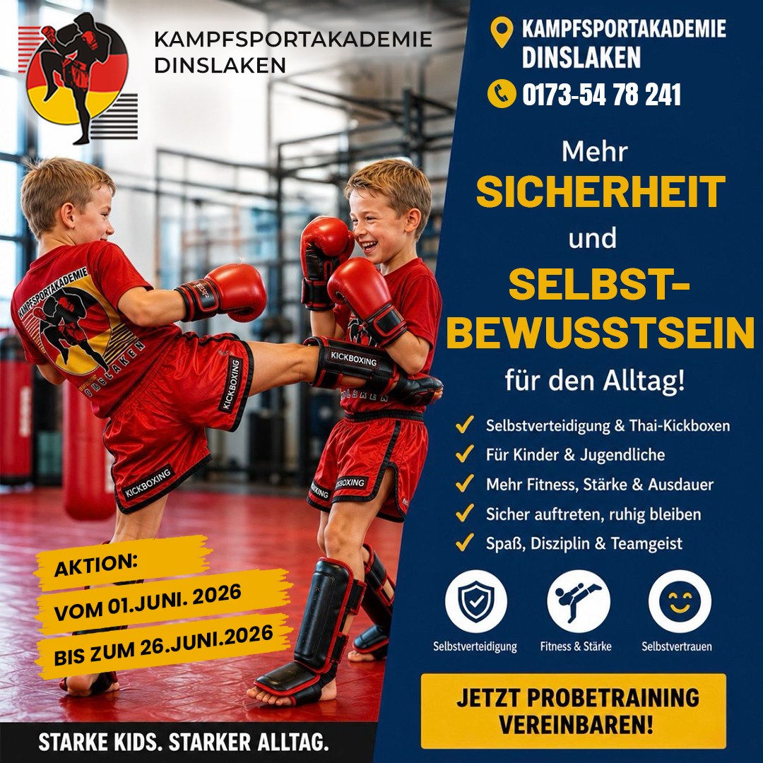 Kampfsportakademie Dinslaken Facebook ad: Mehr Sicherheit und Selbstbewusstsein für den Alltag.