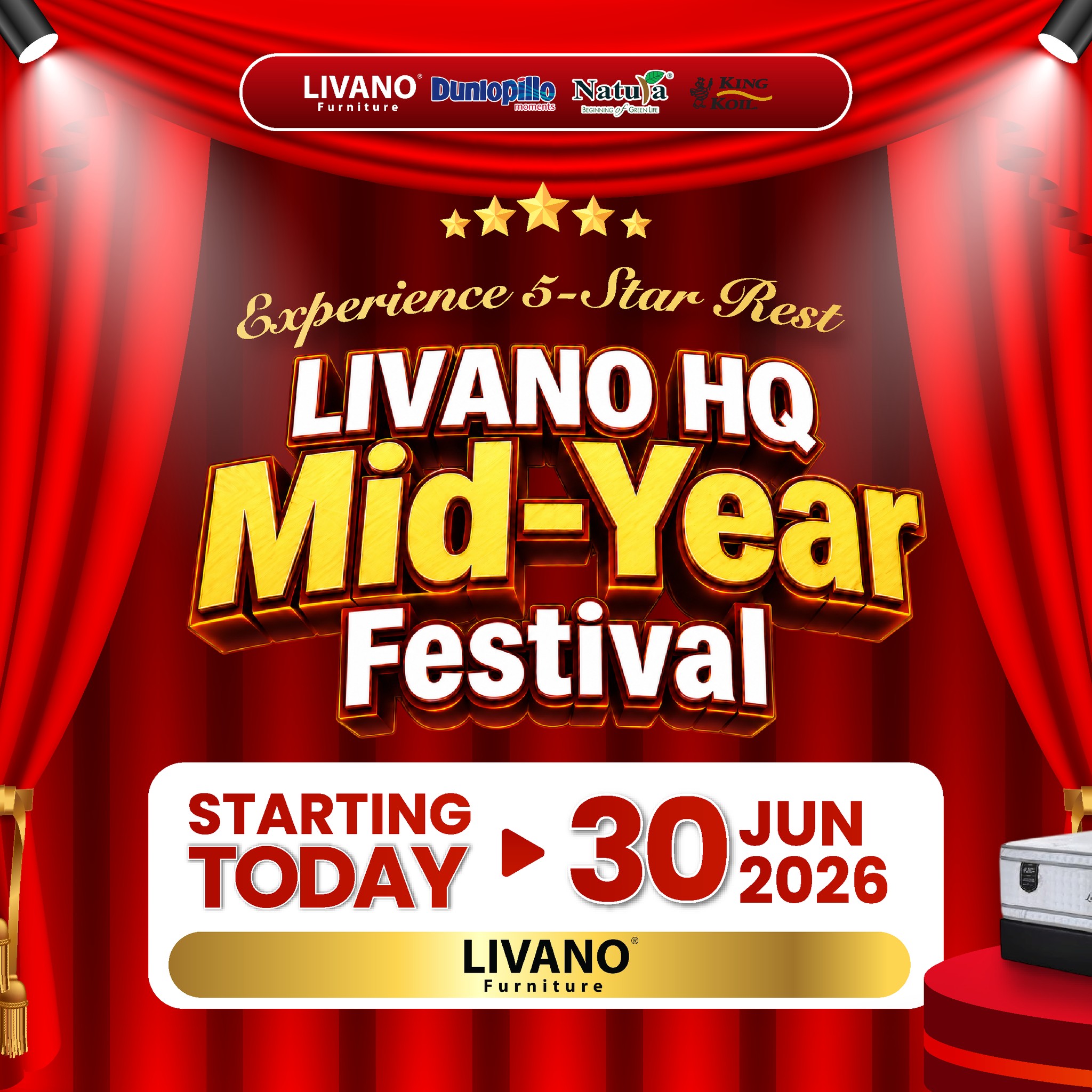 LIVANO Furniture Facebook ad: 五星级好眠:Livano HQ 年中床褥盛典