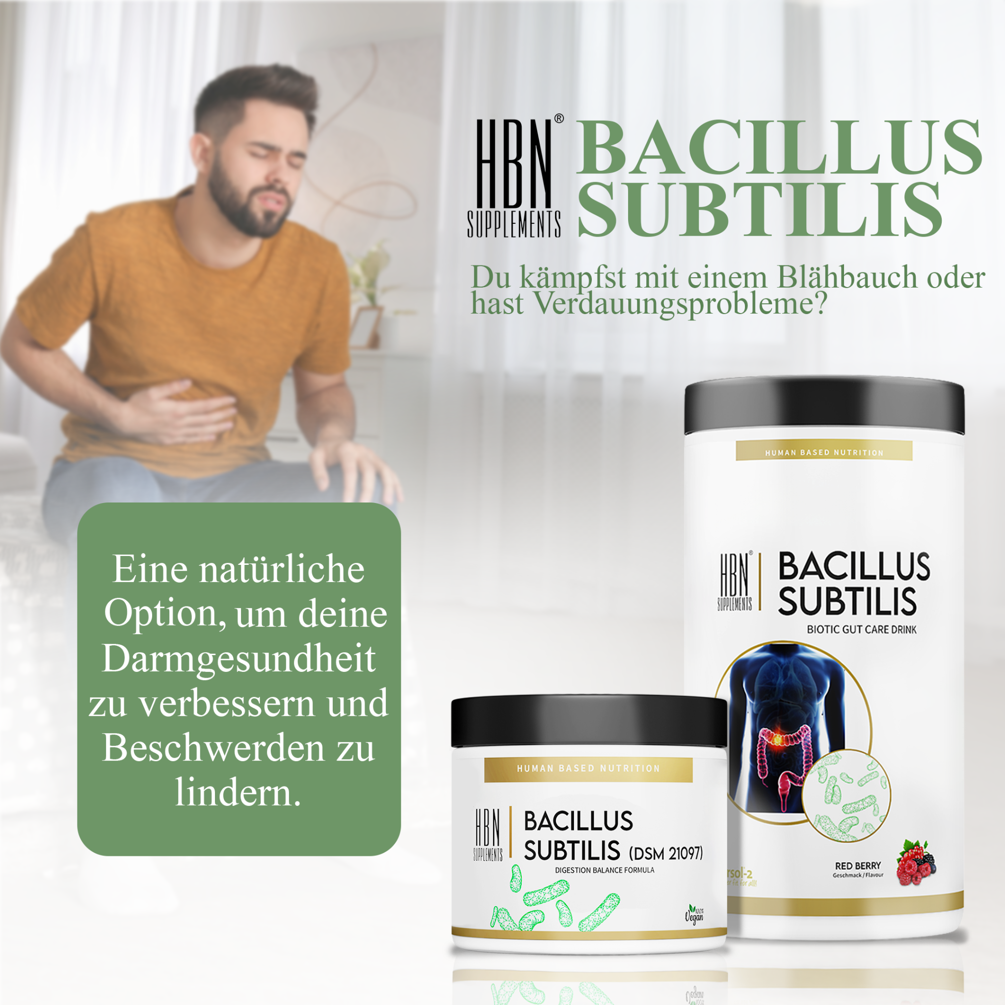 HBN Supplements Facebook ad: Die Lösung bei Darmbeschwerden