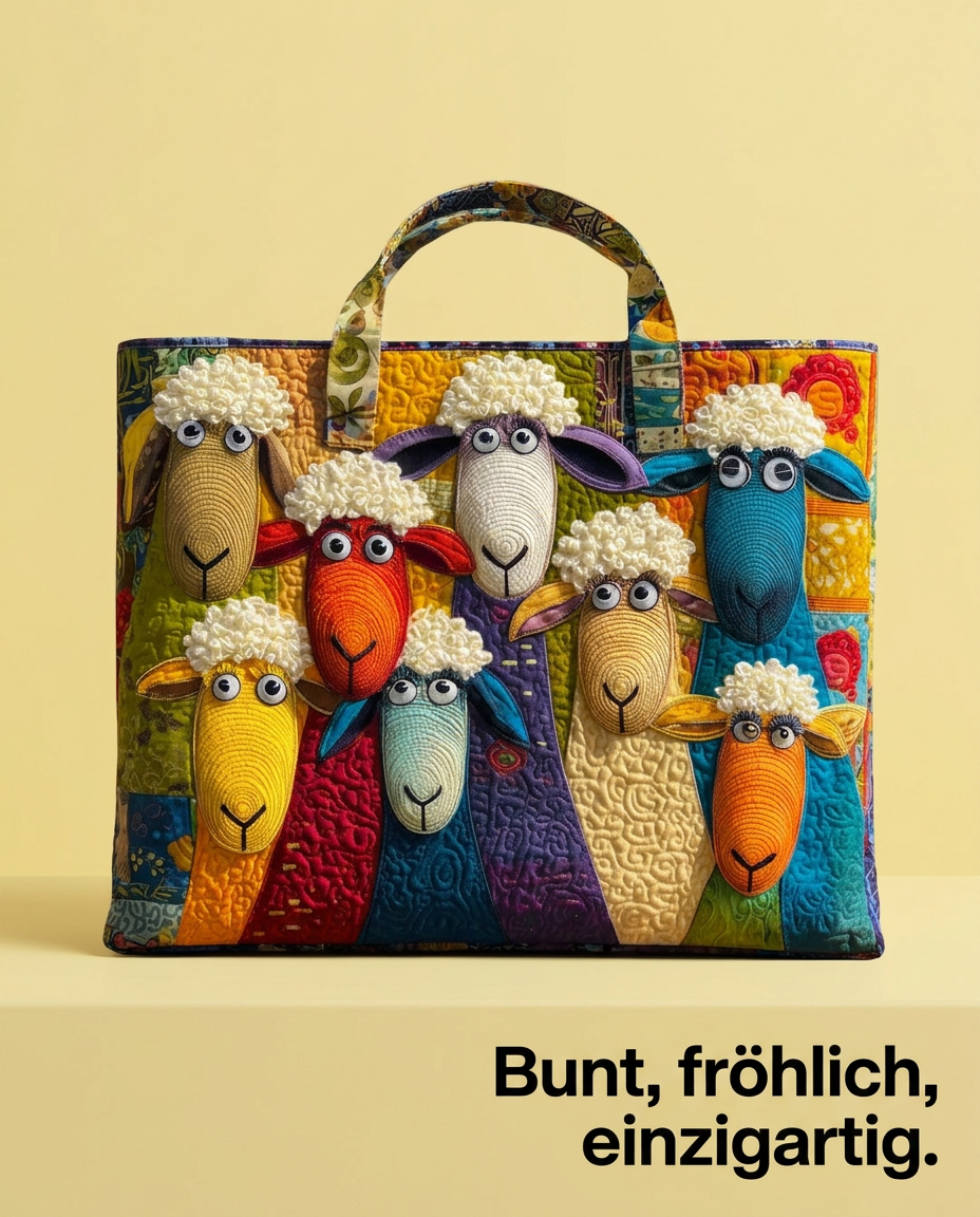 Printerval - Personalisierte Geschenke Facebook ad: Bunte Schaf gequiltete Tasche, ssser Bauernhof Tier Tote…