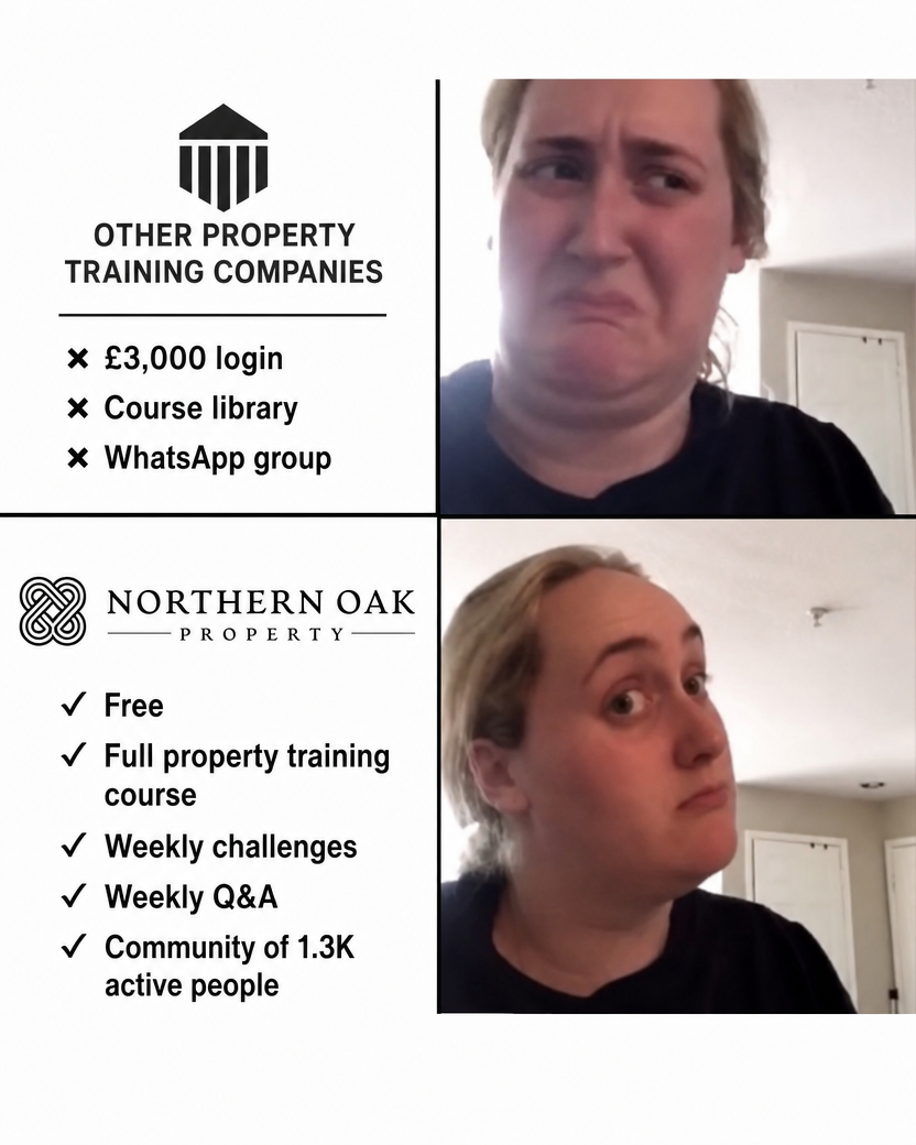 Northern Oak Property Training Facebook ad: Free Property Training (Worth £2,000 +)