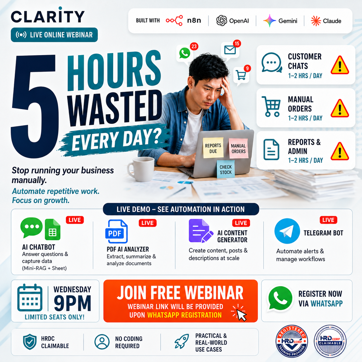 Clarity Consultancy Facebook ad: See AI Workflows Running LIVE