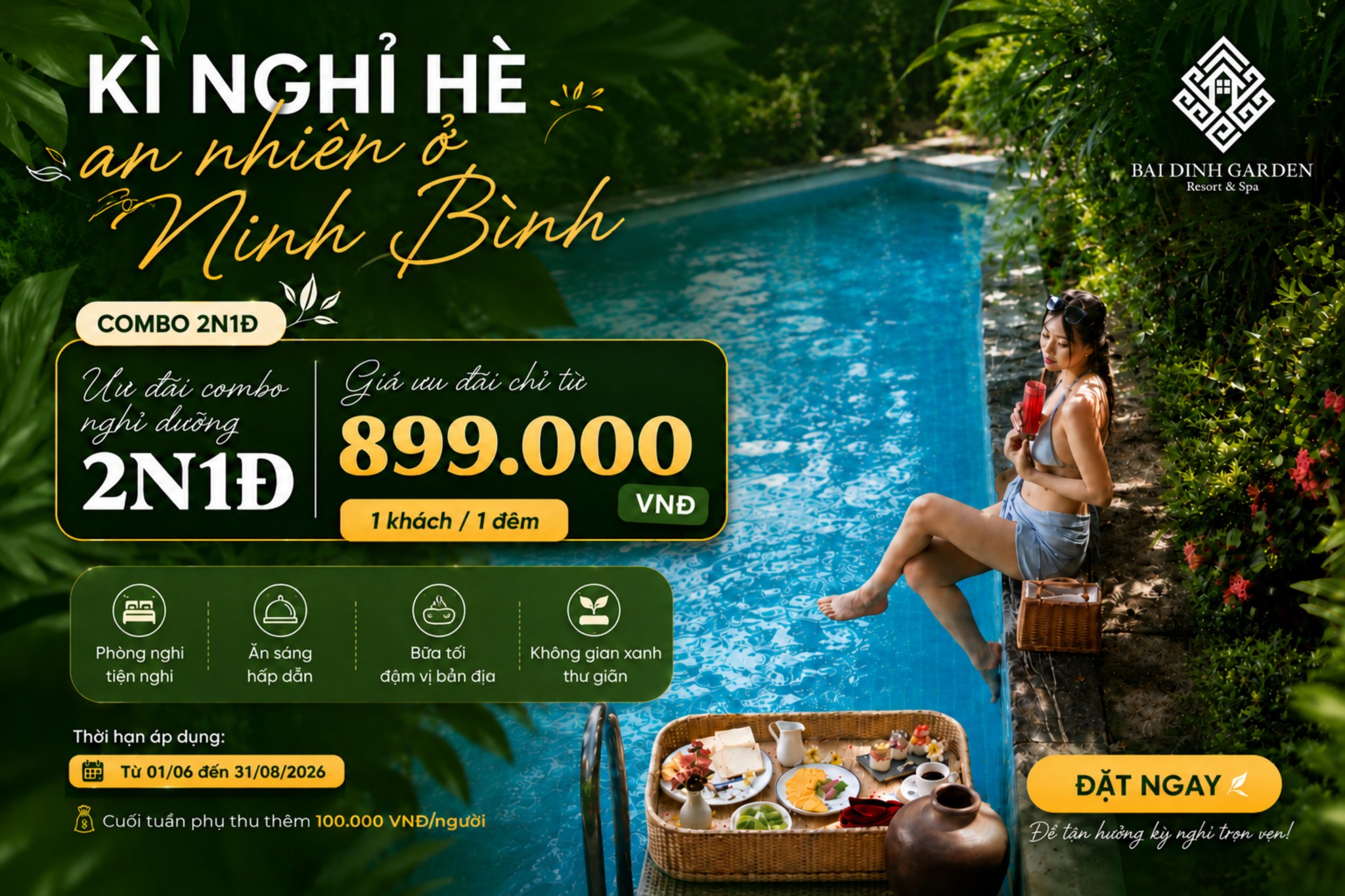Bai Dinh Garden Resort & Spa Ninh Binh Facebook ad: CHẠM VƯỜN XANH, ĐÓN HÈ LÀNH | 2N1Đ…
