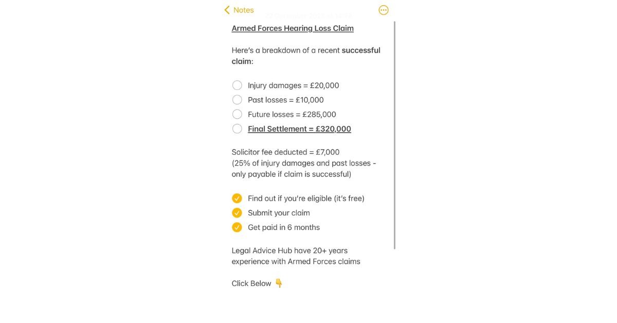 Legal Advice Hub UK Facebook ad