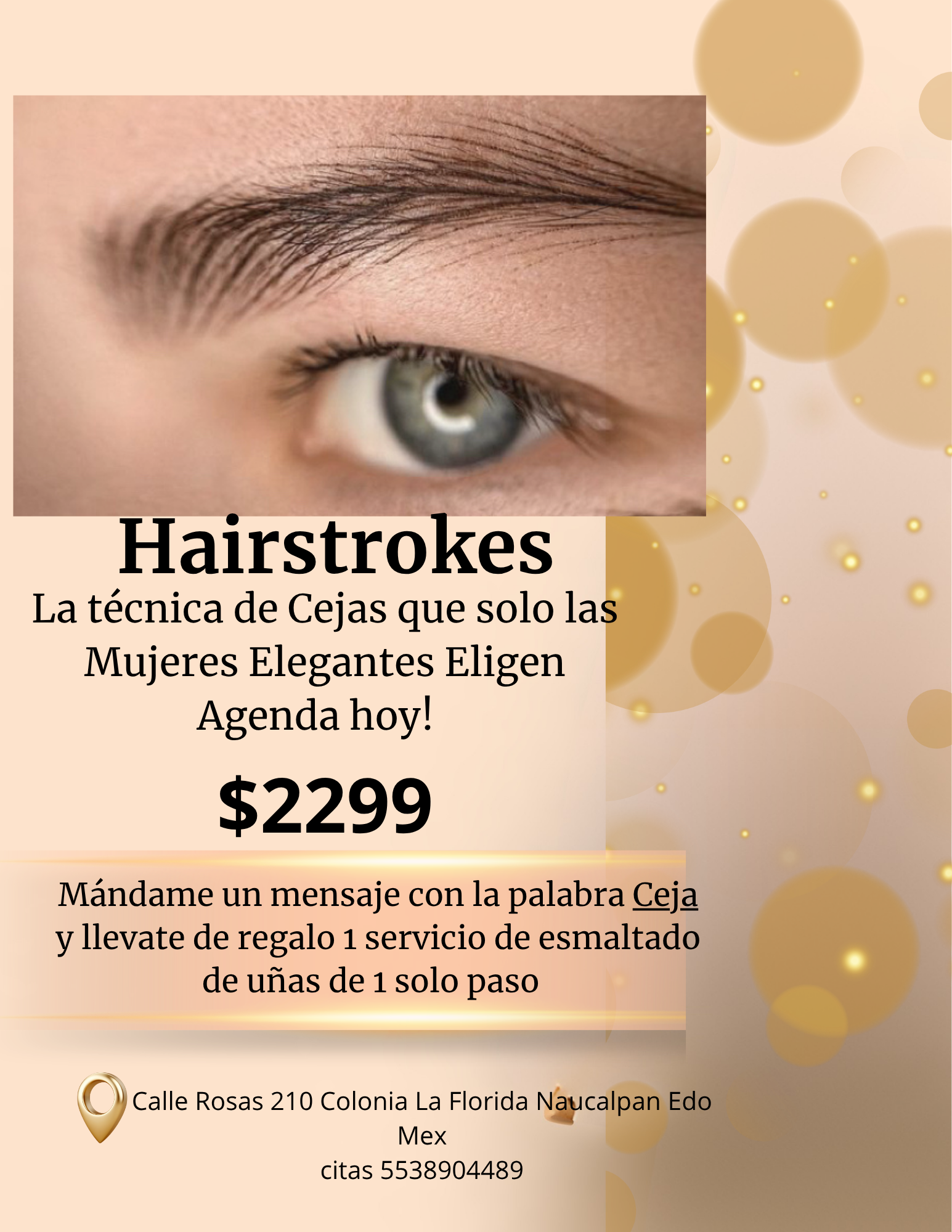 Élite Spa wellness Center Oficial Facebook ad: Cejas Perfectas, Mirada Joven