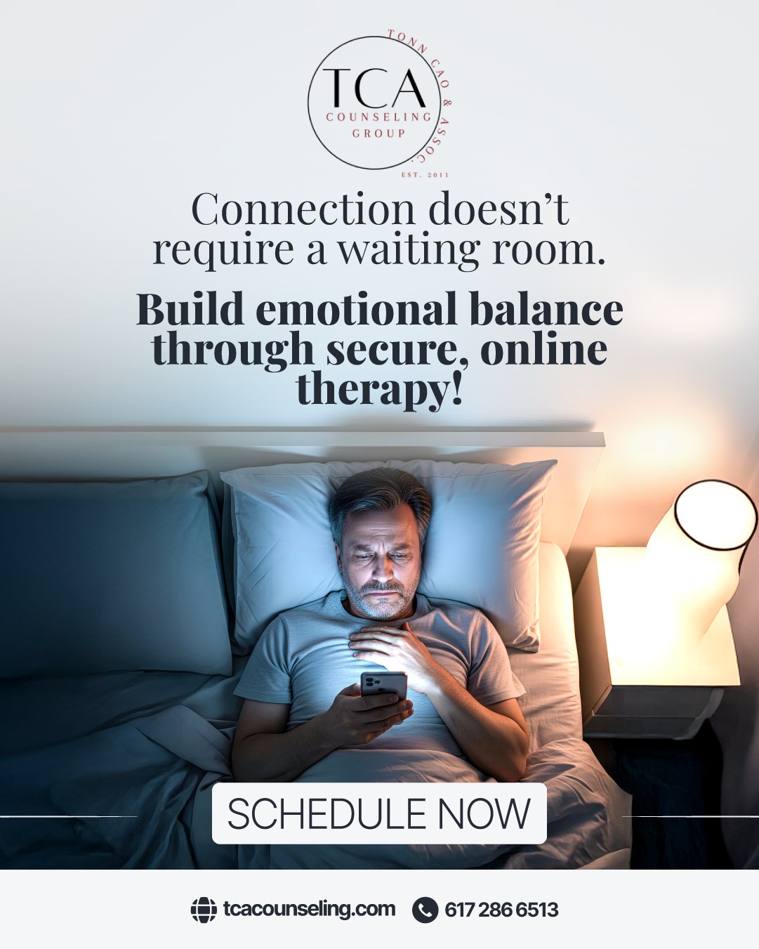 TCA Counseling Group Facebook ad: Therapy doesn’t have to begin in a waiting…