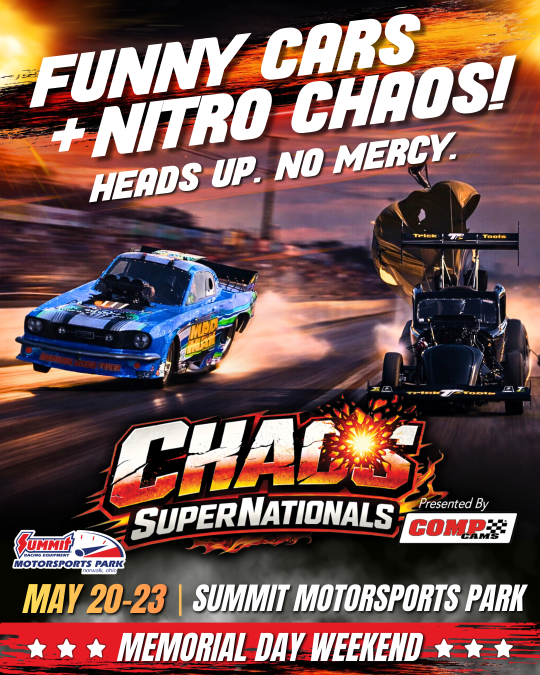 Summit Motorsports Park Facebook ad: Chaos Supernationals @ Summit Motorsports Park, May 20-23…