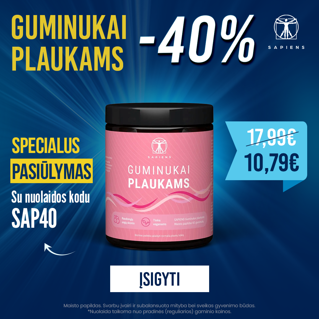 Sapiens Facebook ad: Nuolaidos kodas: SAP40