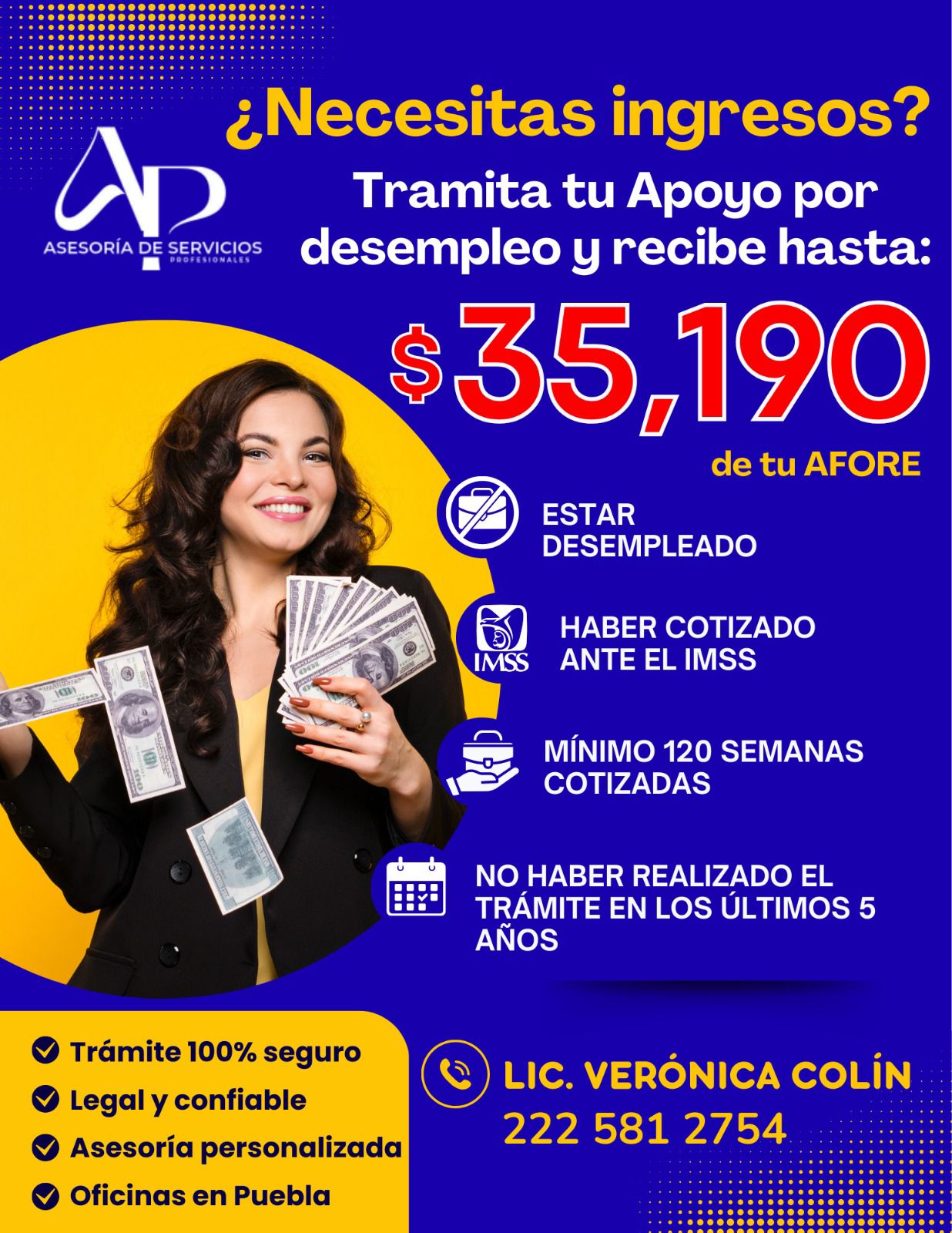 Lic. Verónica Colín,Consultoría En Pensiones Facebook ad: RETIRA $35,190 DE TU AFORÉ