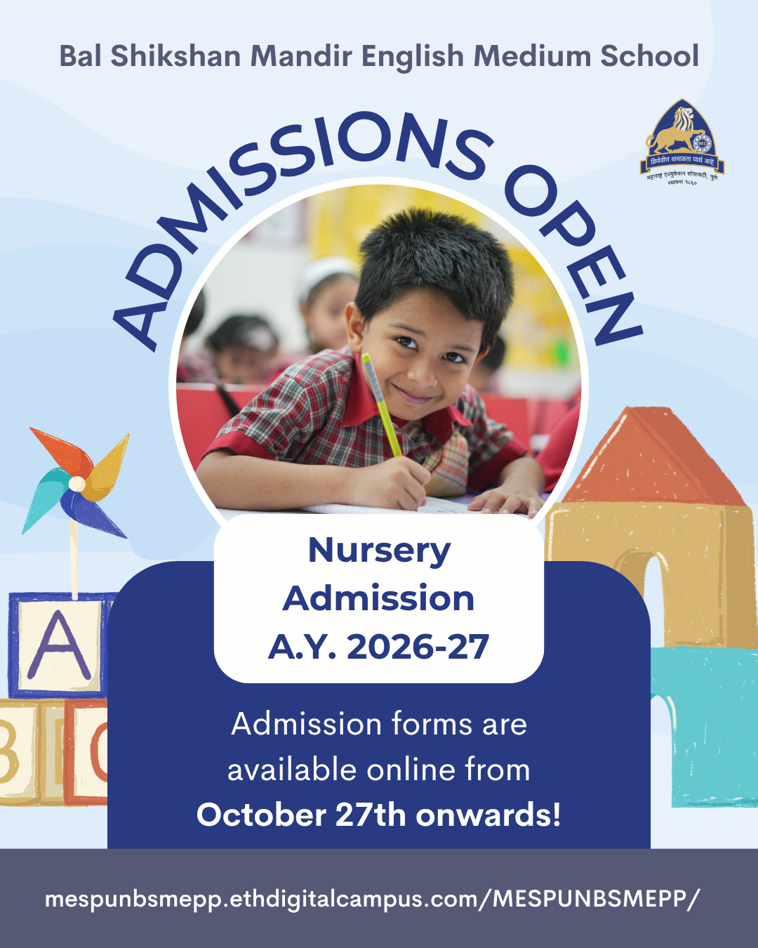 MES.Bal Shikshan Mandir English Medium School, Pre Primary Facebook ad: Book your pre admission consultation today