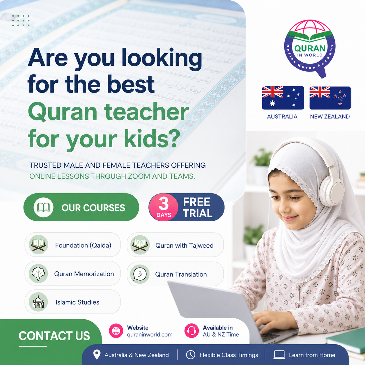 Quran In World Facebook ad: Online Quran Classes for Kids