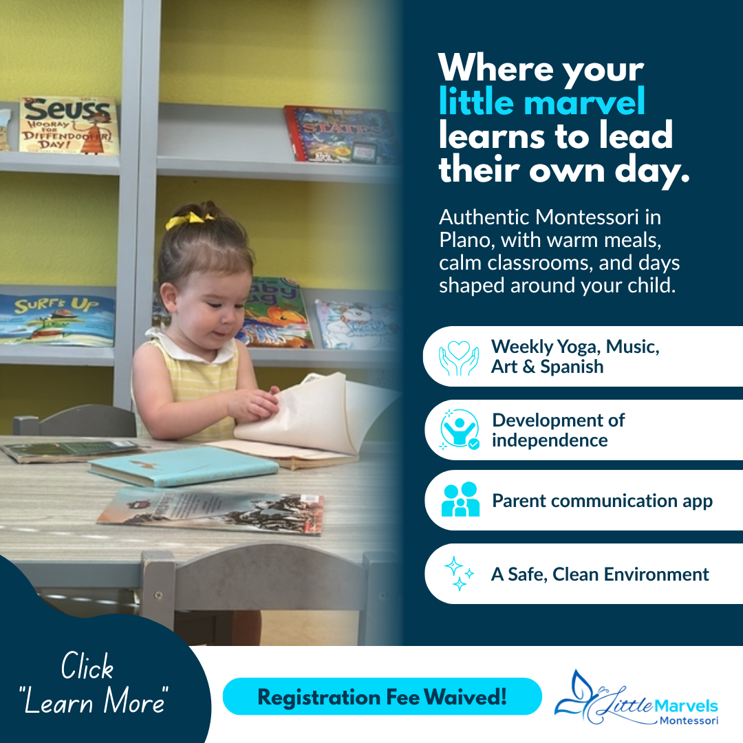 Little Marvels Montessori Facebook ad: Registration Fee Waived in Plano