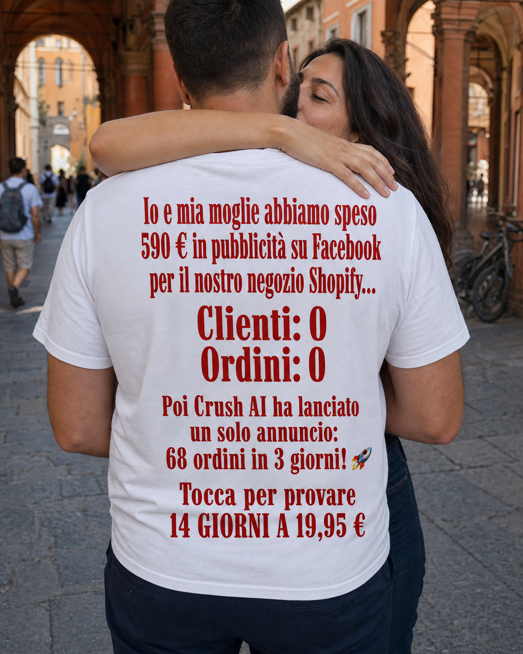 trycrush.ai Facebook ad: 590 € e 0 ordini. Poi 68 in 3 giorni.