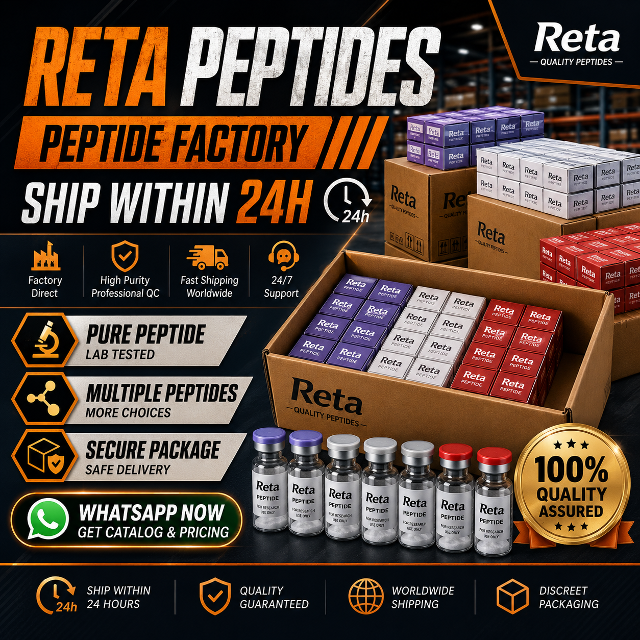 Rouxi Lin Facebook ad: Solve Your Peptide Supply Needs | Contact Us