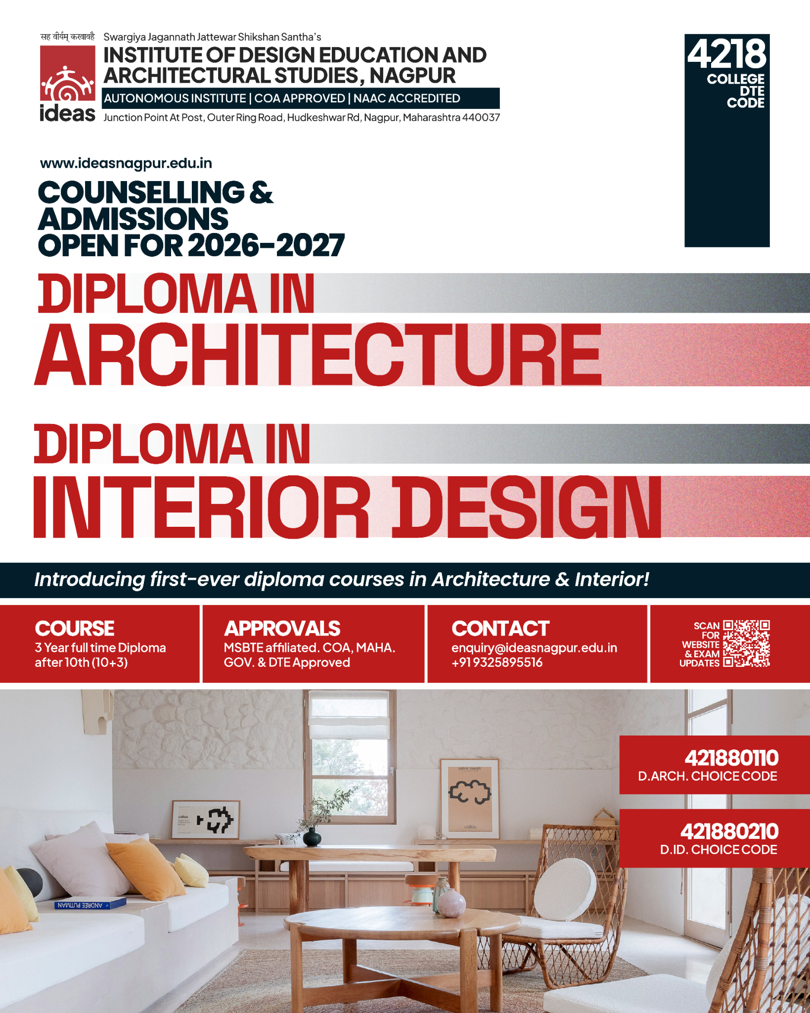 IDEAS (Institute of Design Education and Architectural Studies) Facebook ad: Diploma Admissions Open 2026-2027