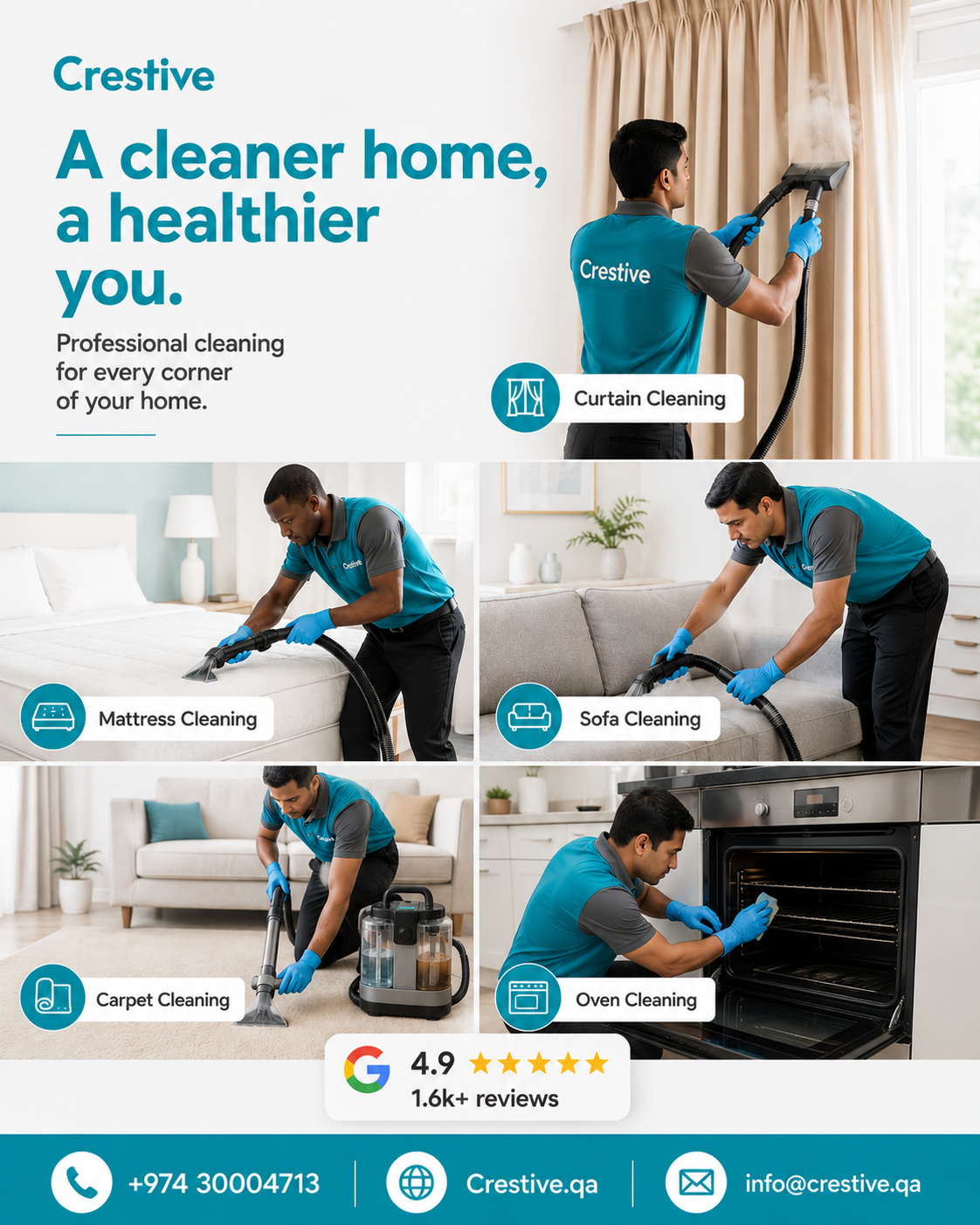Crestive Cleaning Services Facebook ad: Looking for professional cleaning services in Qatar?