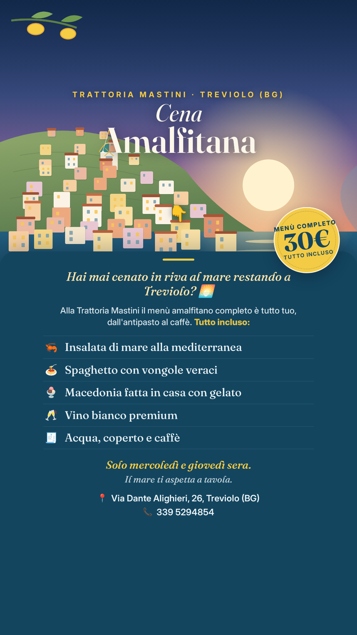 Trattoria Mastini Facebook ad: Menù Amalfitano