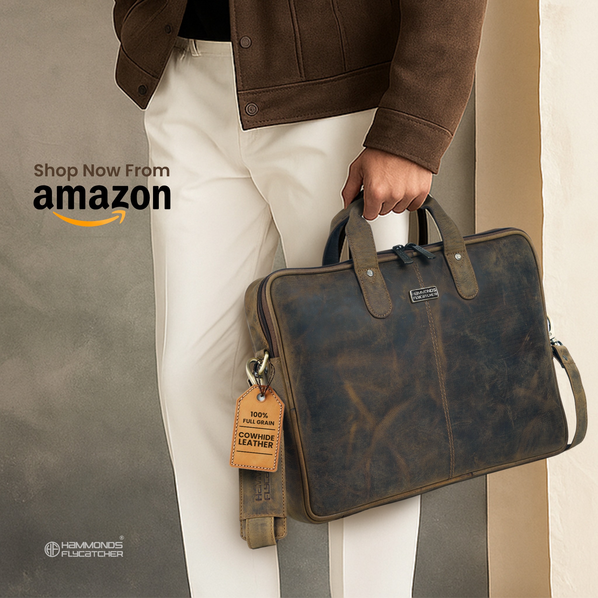 Hammonds Flycatcher Facebook ad: Premium Leather Laptop Bag