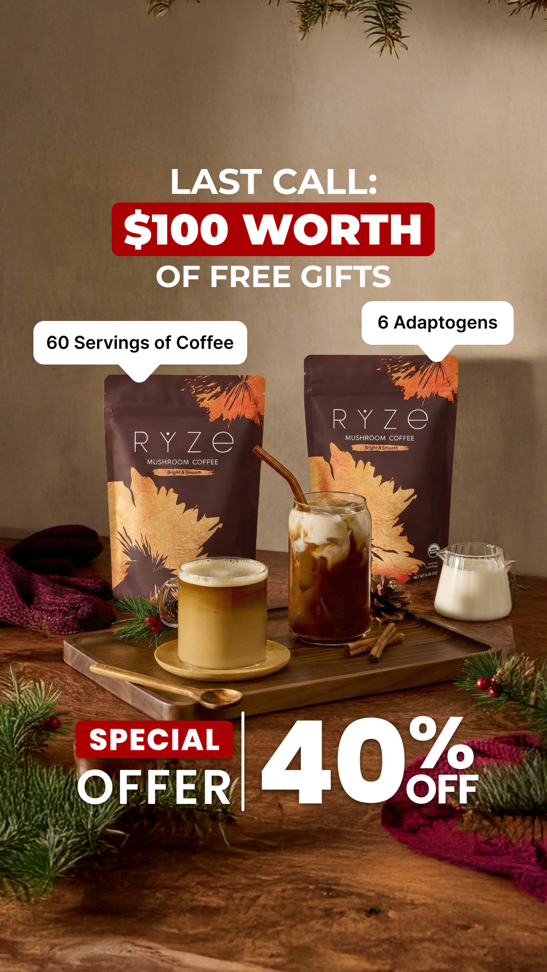 RYZE Superfoods Facebook ad