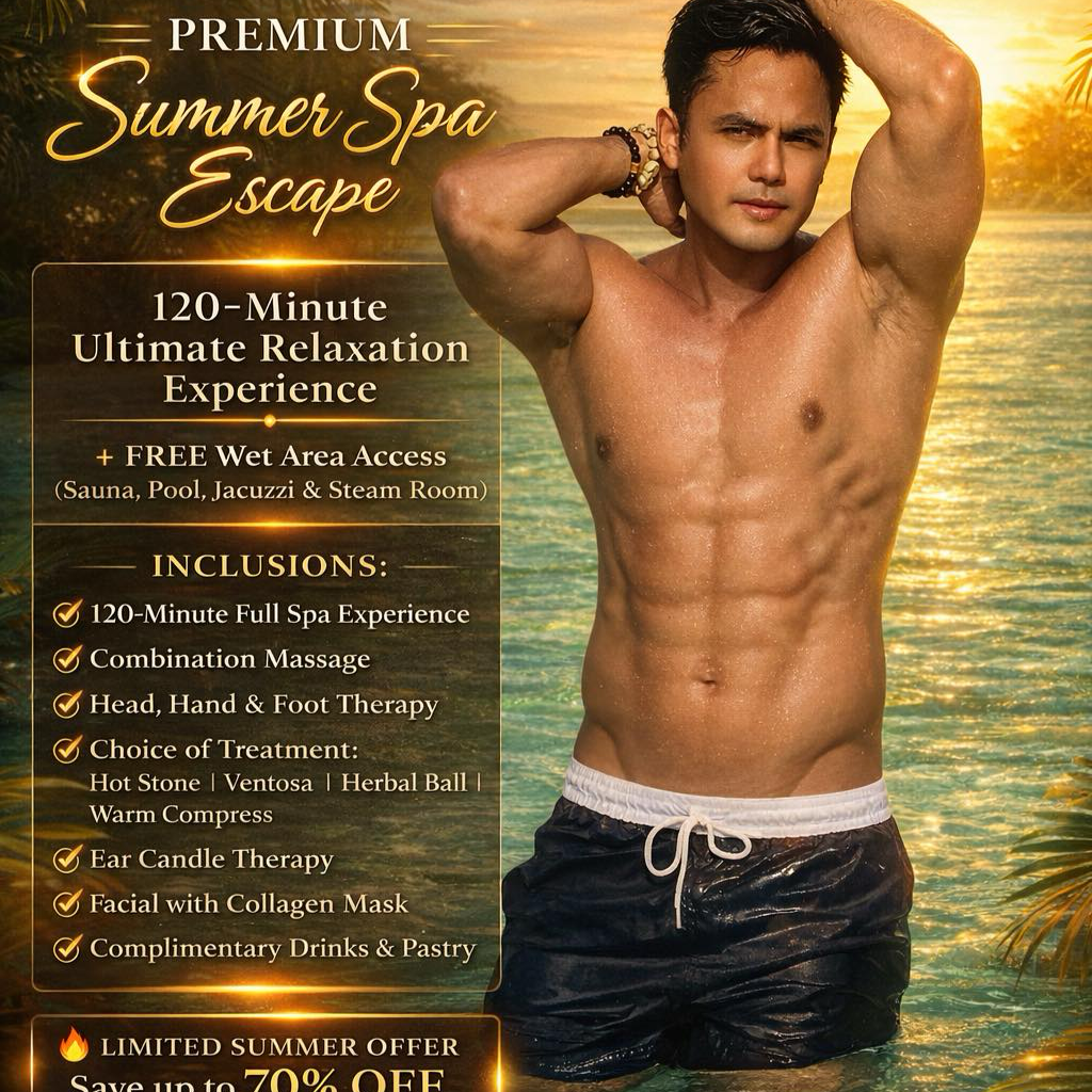 Sunrise Wellness Spa Makati Branch Facebook ad: Premium Summer Spa Escape