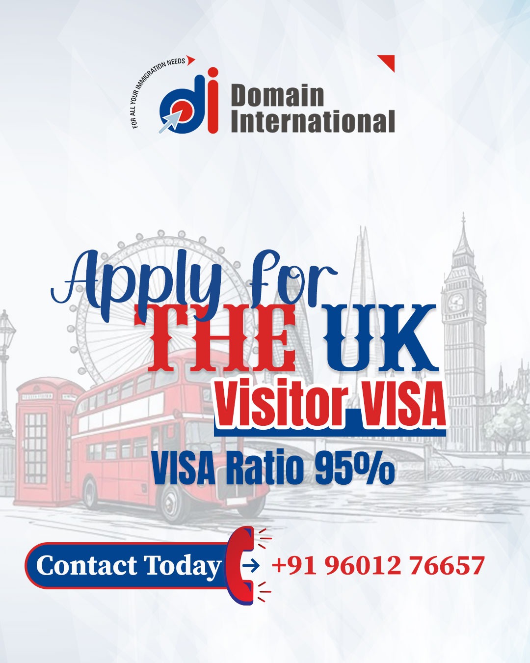 Domain International - Student Visa & IELTS Coaching Facebook ad: Planning a UK visit for tourism, family, or…