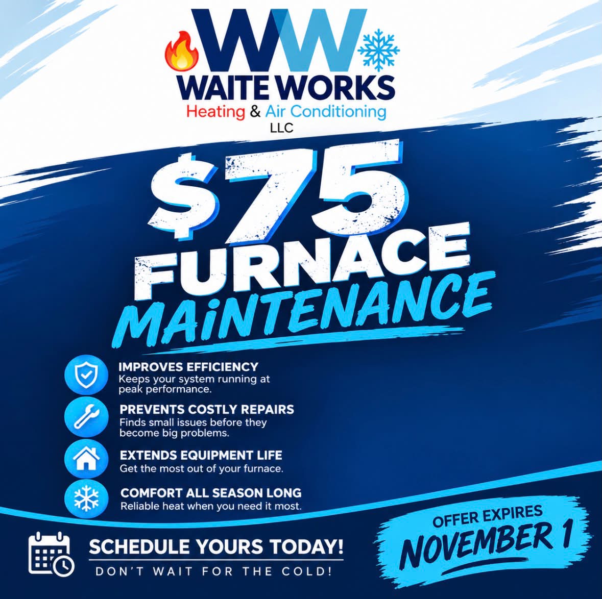Waite Works Heating & Air Conditioning LLC Facebook ad: Residential HVAC Service & Installation