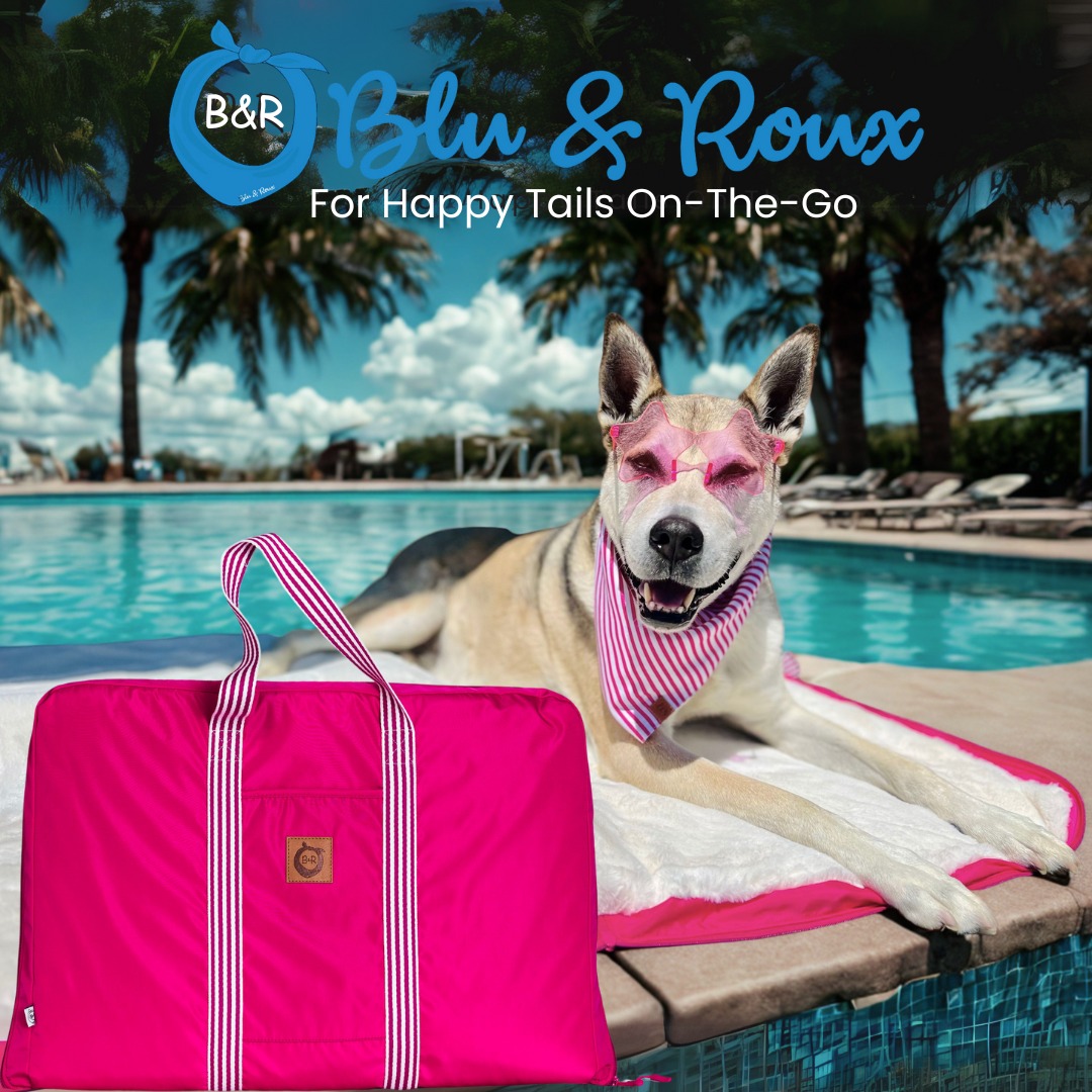 Blu & Roux Facebook ad: Pet Beds for Travel with Dogs