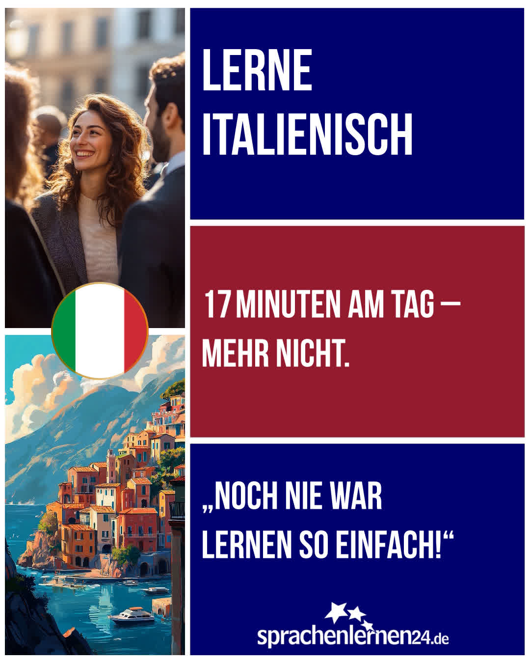 Sprachen lernen in 17 Minuten am Tag	 Facebook ad