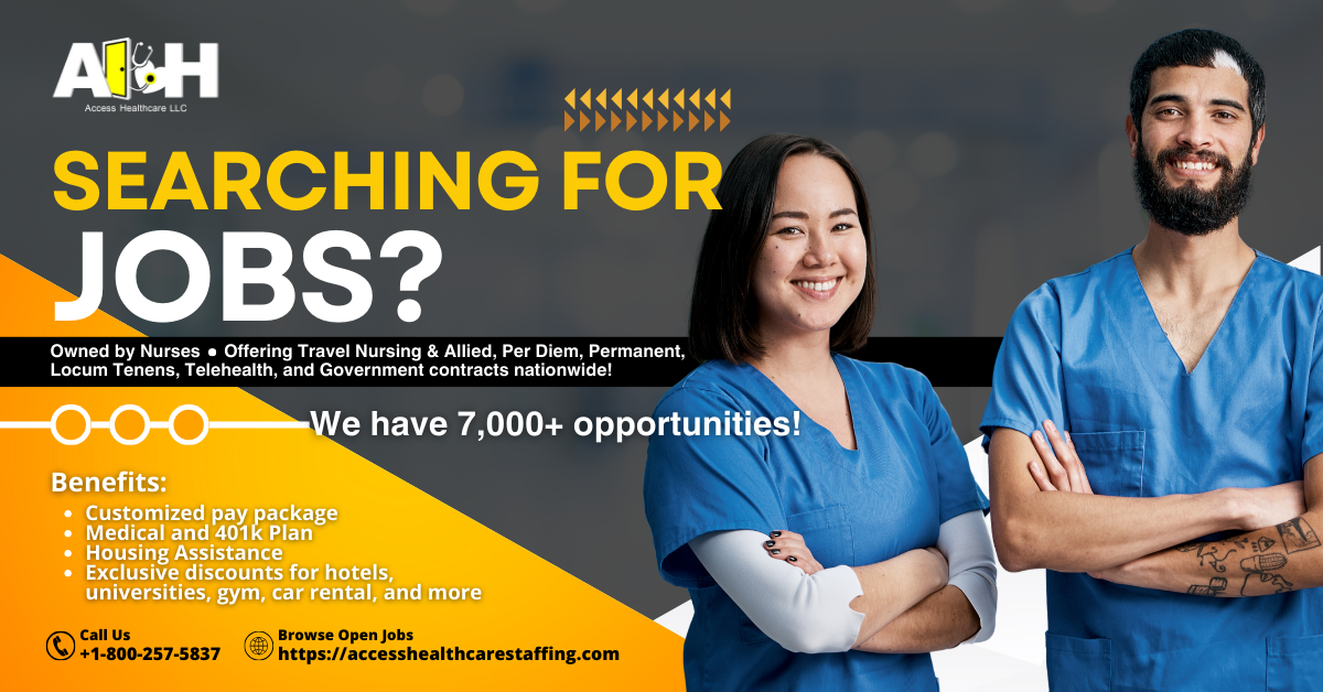 Access Healthcare LLC Facebook ad: Searching for your next healthcare opportunity?