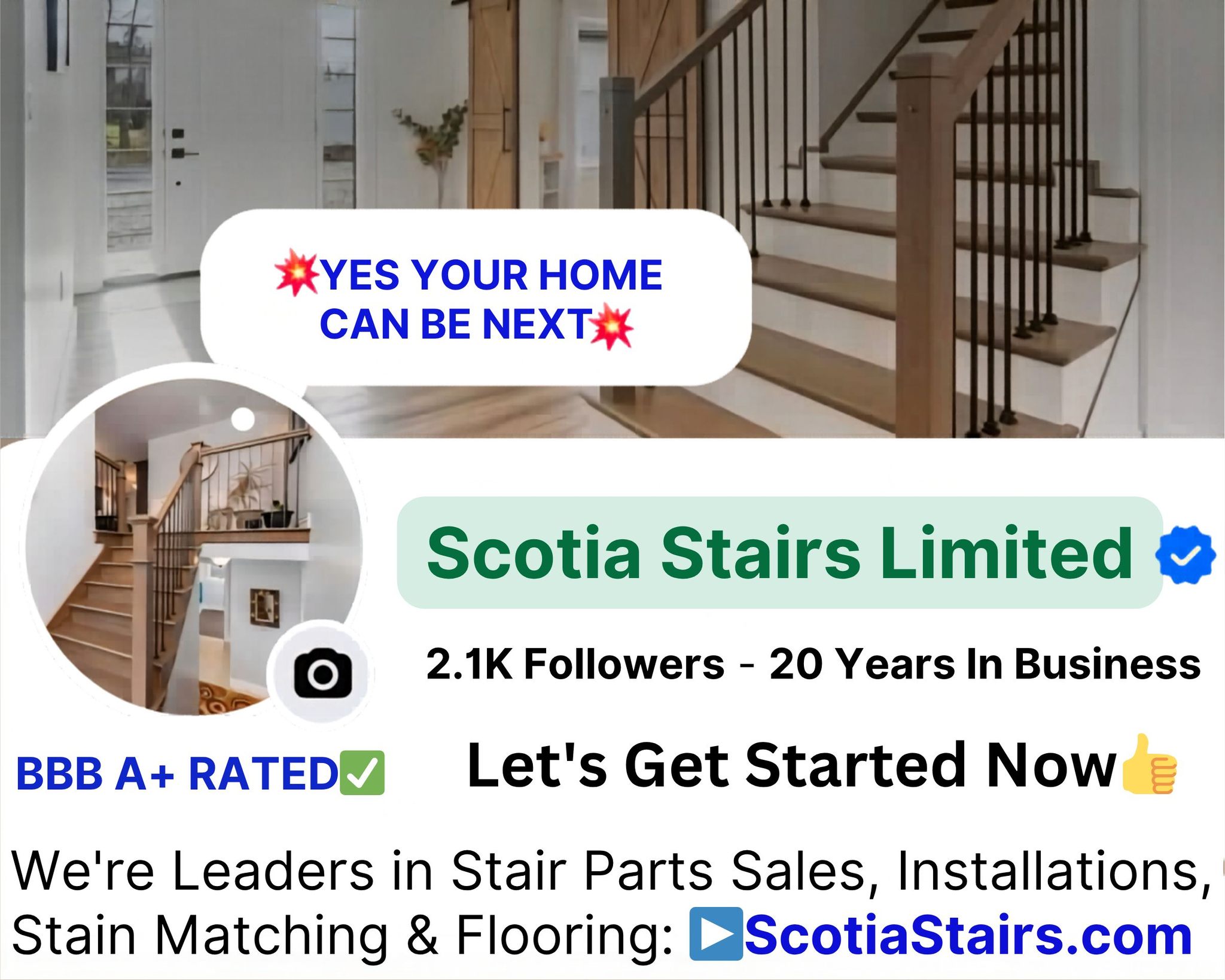 Scotia Stairs Limited Facebook ad: DO YOU - NEED NEW STAIRS WE DO…