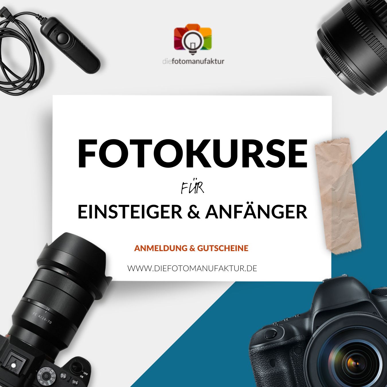 diefotomanufaktur Facebook ad: Fotografieren lernen, Schritt für Schritt
