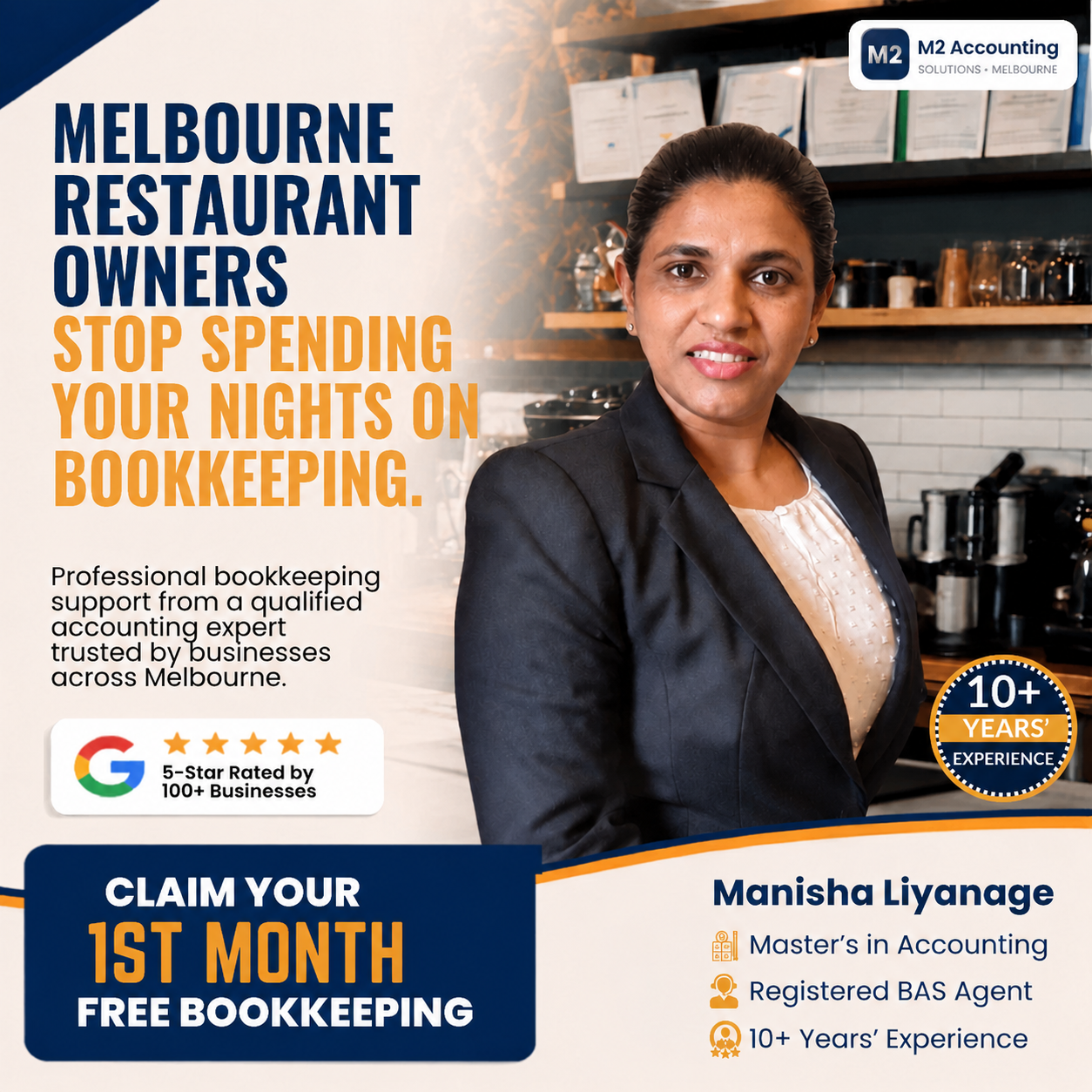 M2 Accounting Solutions Facebook ad: Stop Doing Your Own Bookkeeping