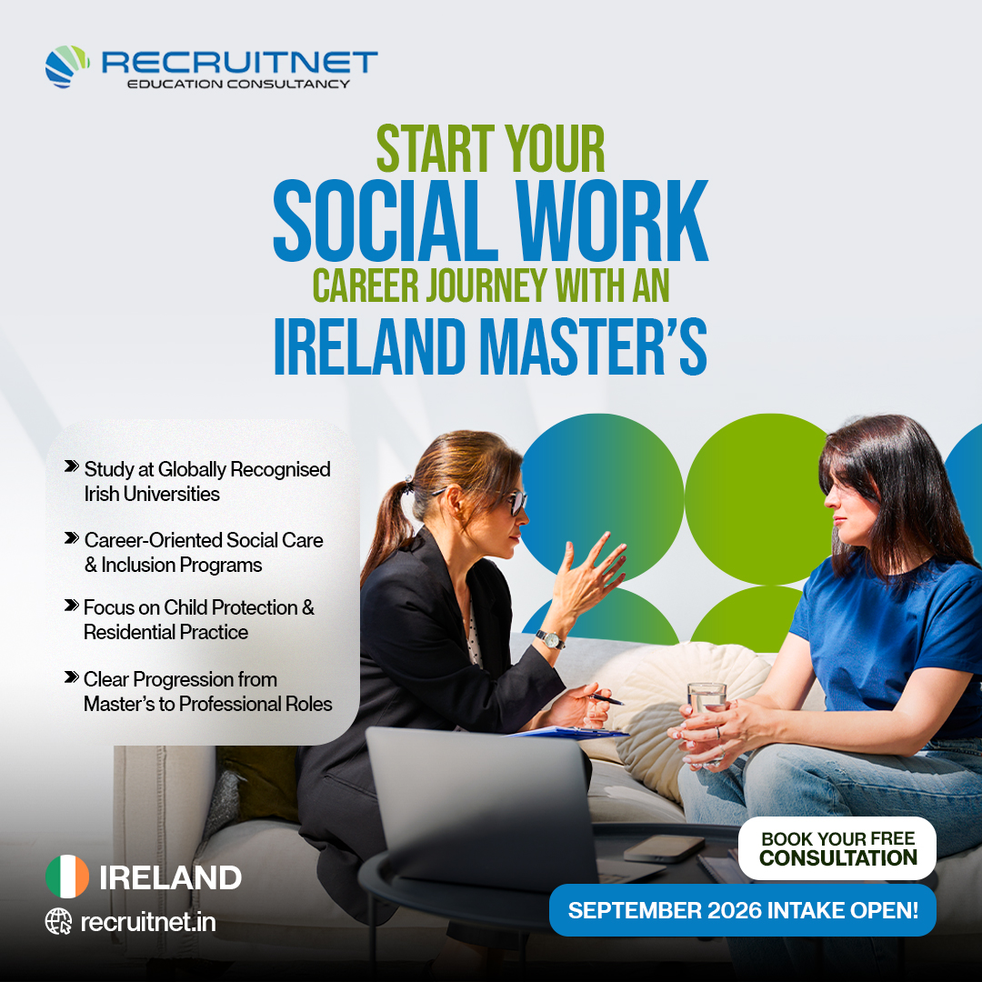 Recruitnet Education Consultancy Pvt Ltd. Facebook ad: Study and Settle in Ireland