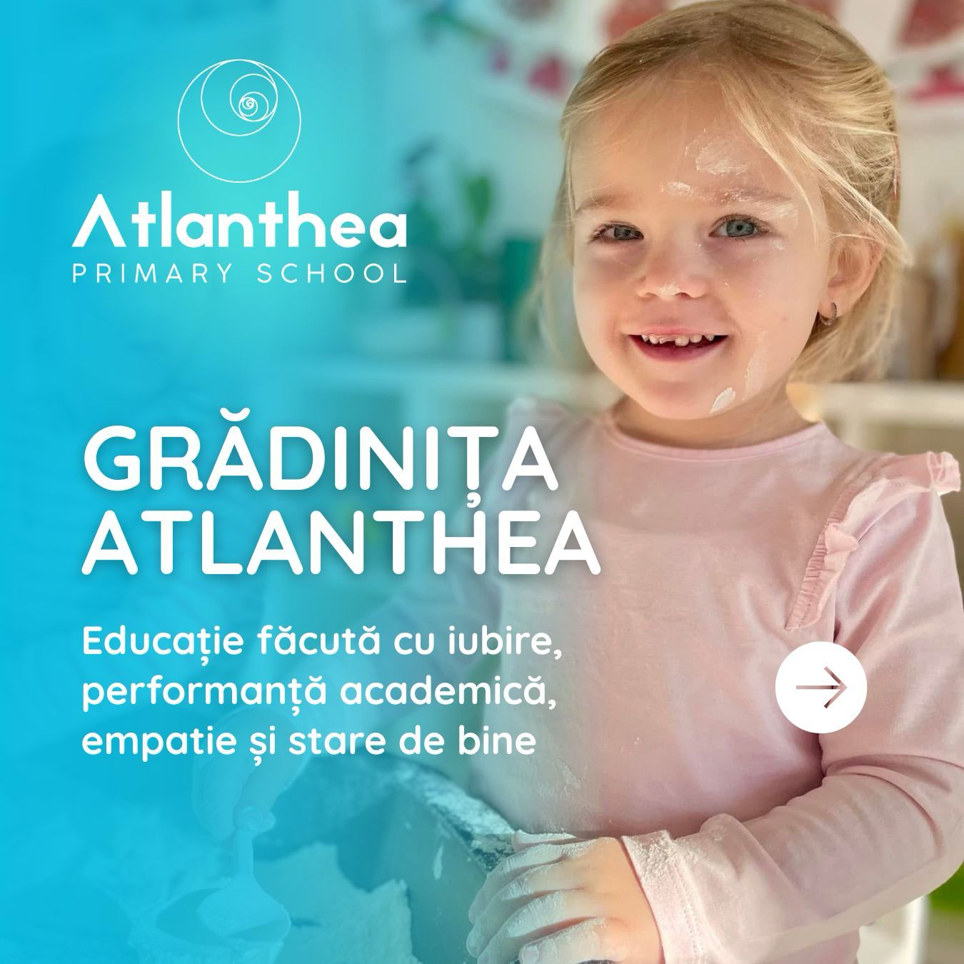 Atlanthea Facebook ad: ÎNSCRIERI DESCHISE PENTRU GRĂDINIȚĂ(3 - 6 ANI)!