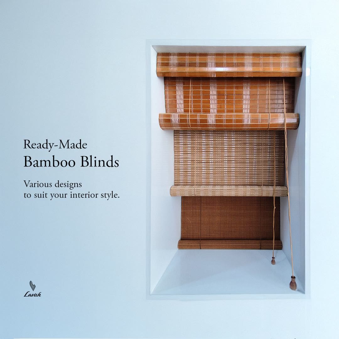 Lavish Facebook ad: Crafted from 100% natural bamboo slats, our blinds…
