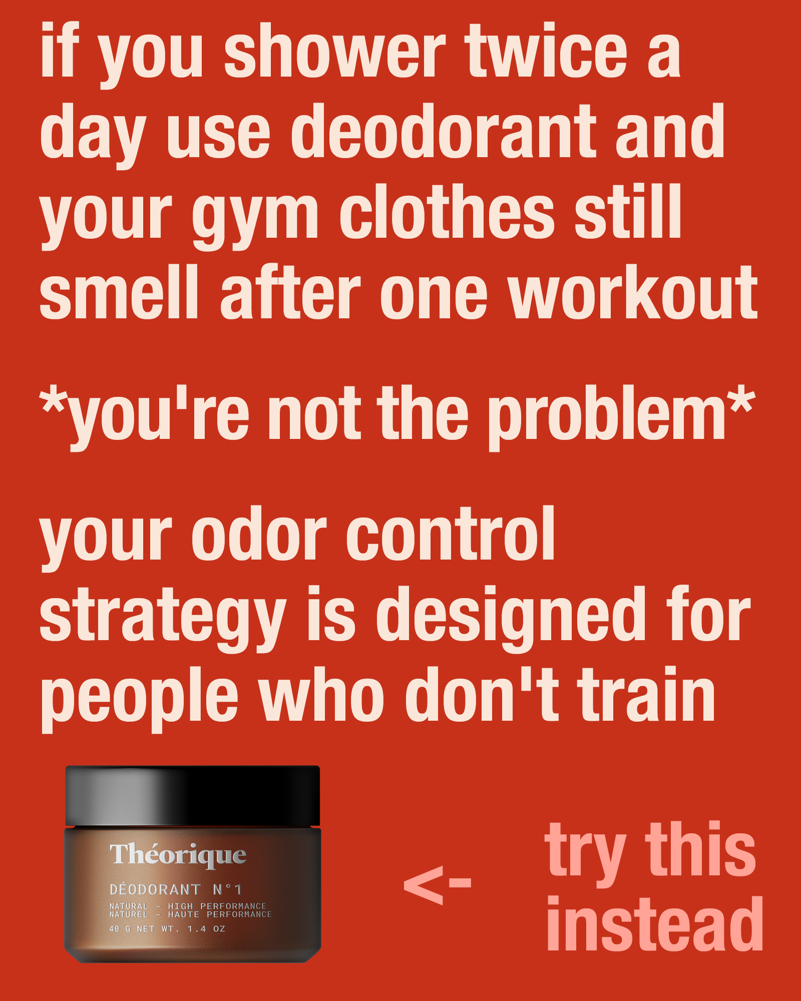 Théorique - Natural Performance Deodorant Facebook ad from Jan 9, 2026