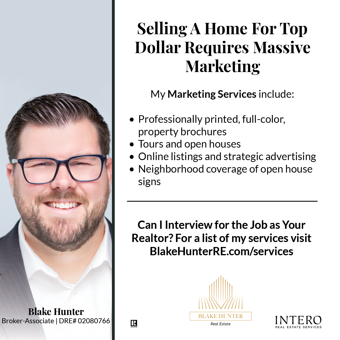 Blake Hunter Real Estate Facebook ad: Message or Call (669) 251-0162