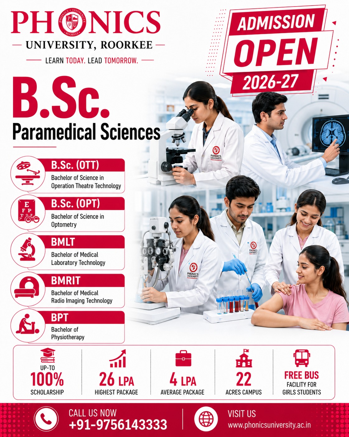 Phonics University, Roorkee Facebook ad: Best Paramedical Courses in Roorkee