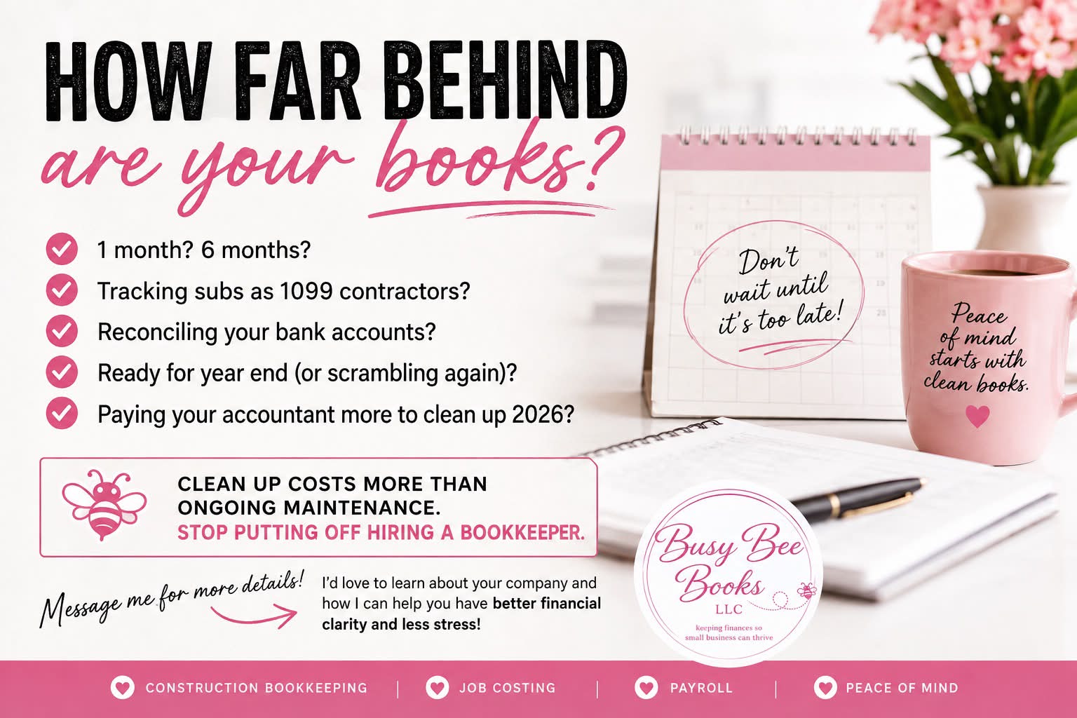 Busy Bee Books LLC Facebook ad: CONTRACTORS!