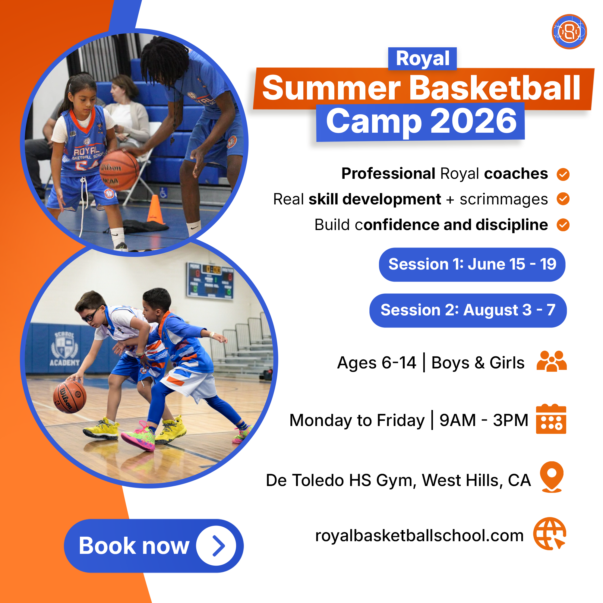 ROYAL BASKETBALL SCHOOL Facebook ad: Train like a PRO this summer