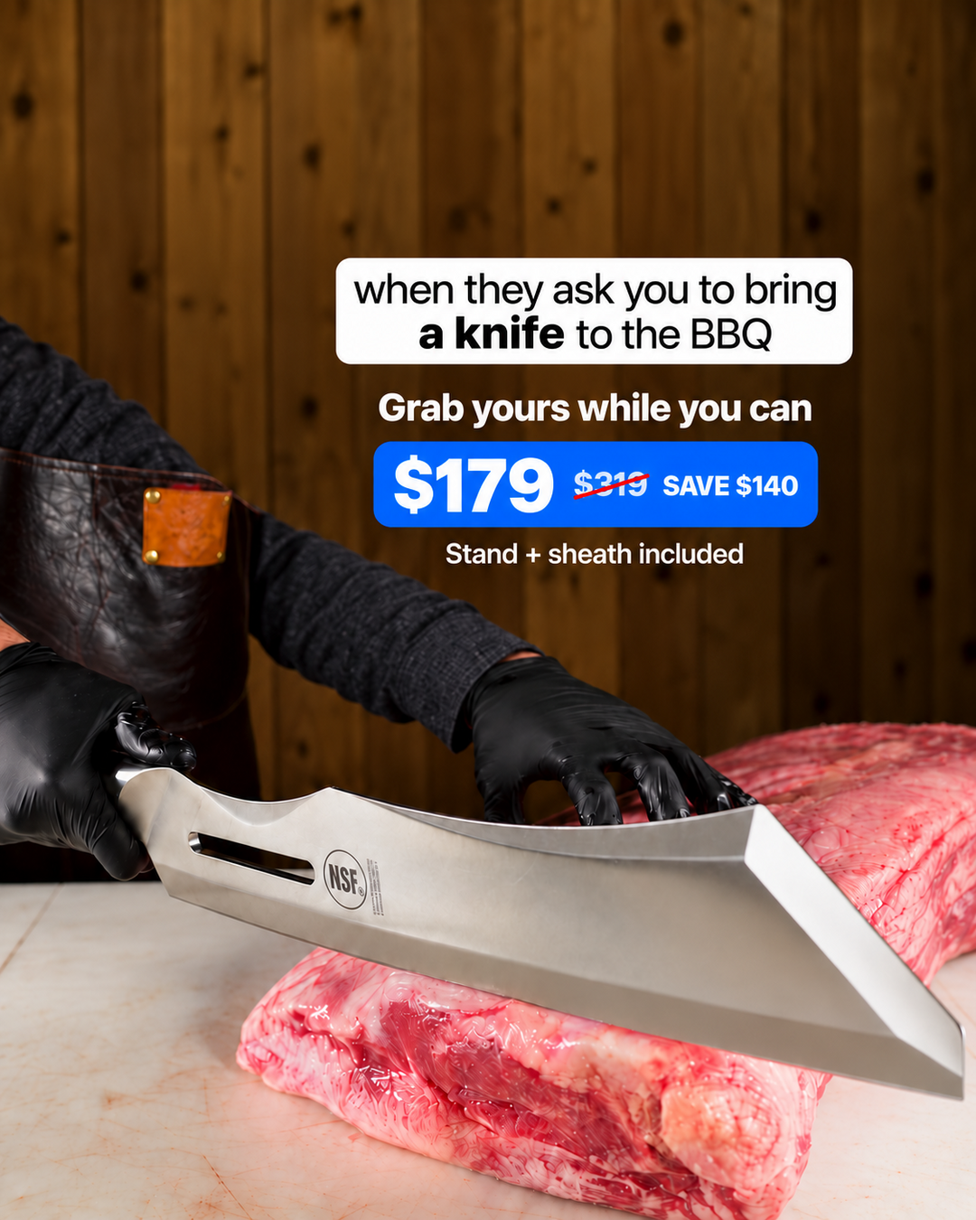 Dalstrong Facebook ad: Annihilator Meat Cleaver with Stand 14 | Gladiator Series…