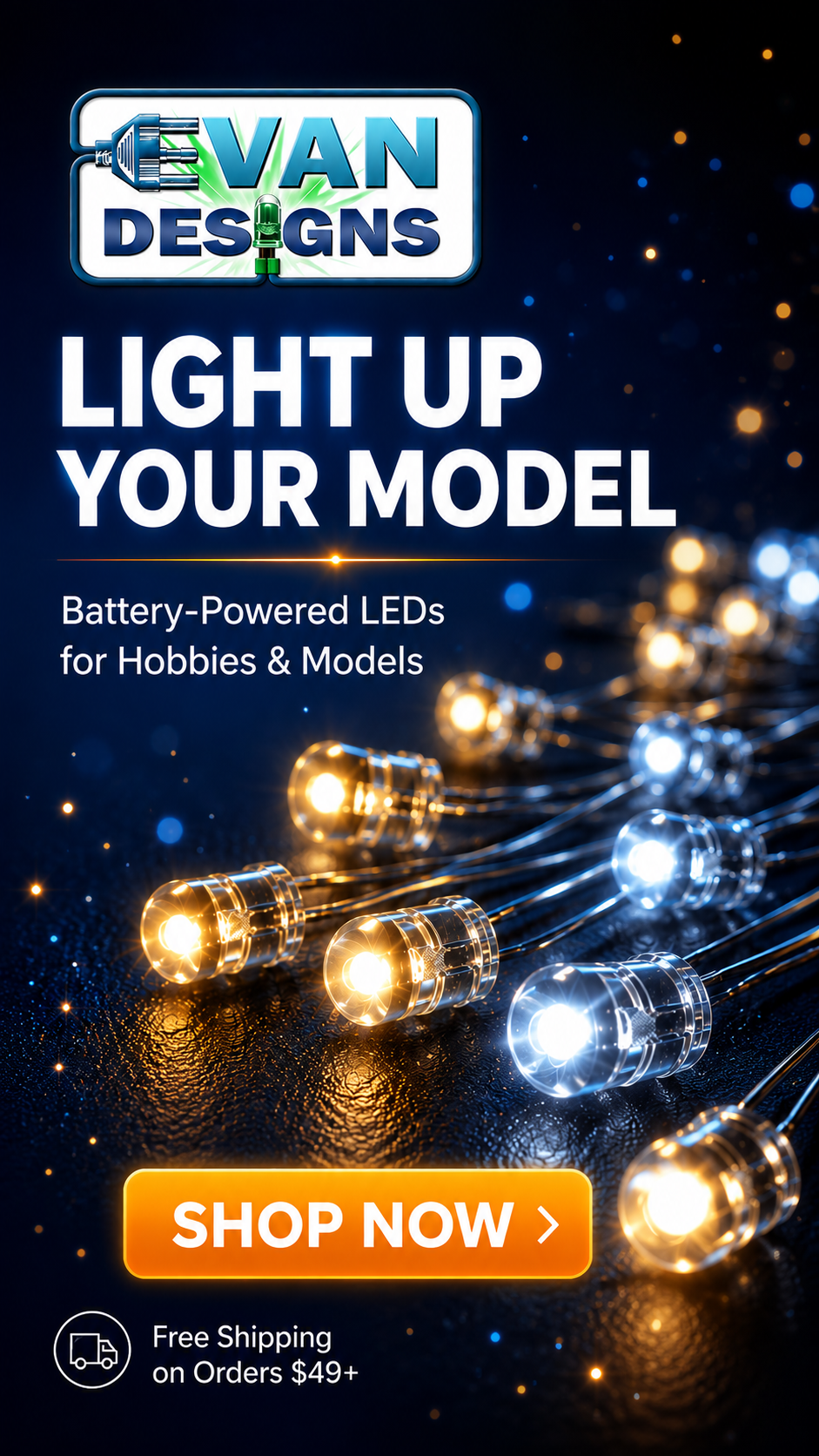 Evan Designs Facebook ad: Light Up Your Model Today