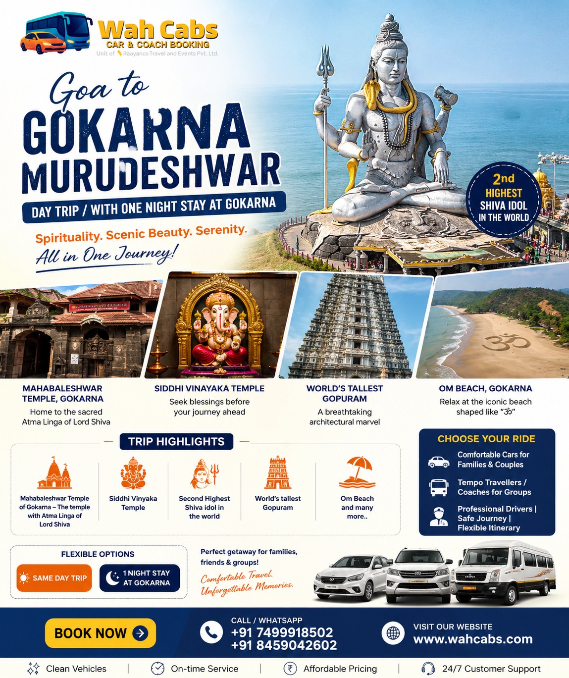 WahCabs Facebook ad: Goa to Gokarna, Murudeshwar Spiritual & Beach Escape!