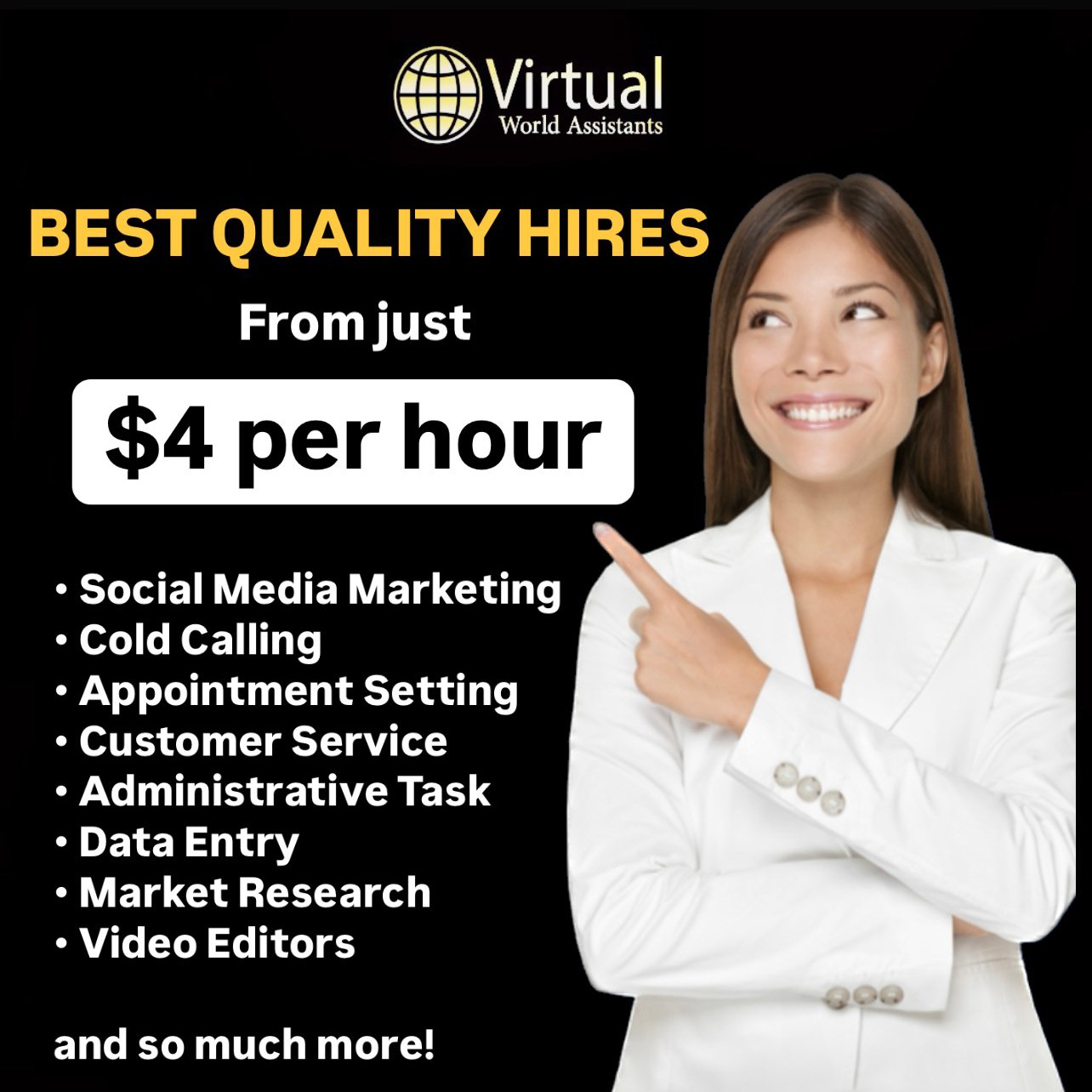 Virtual World Assistants - VWA Facebook ad