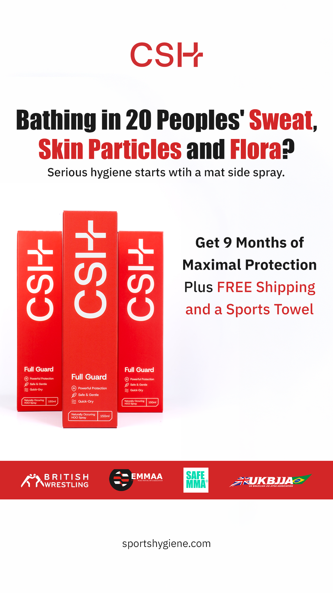 CSH - Sports Hygiene Facebook ad: FREE Shipping and Sports Towel