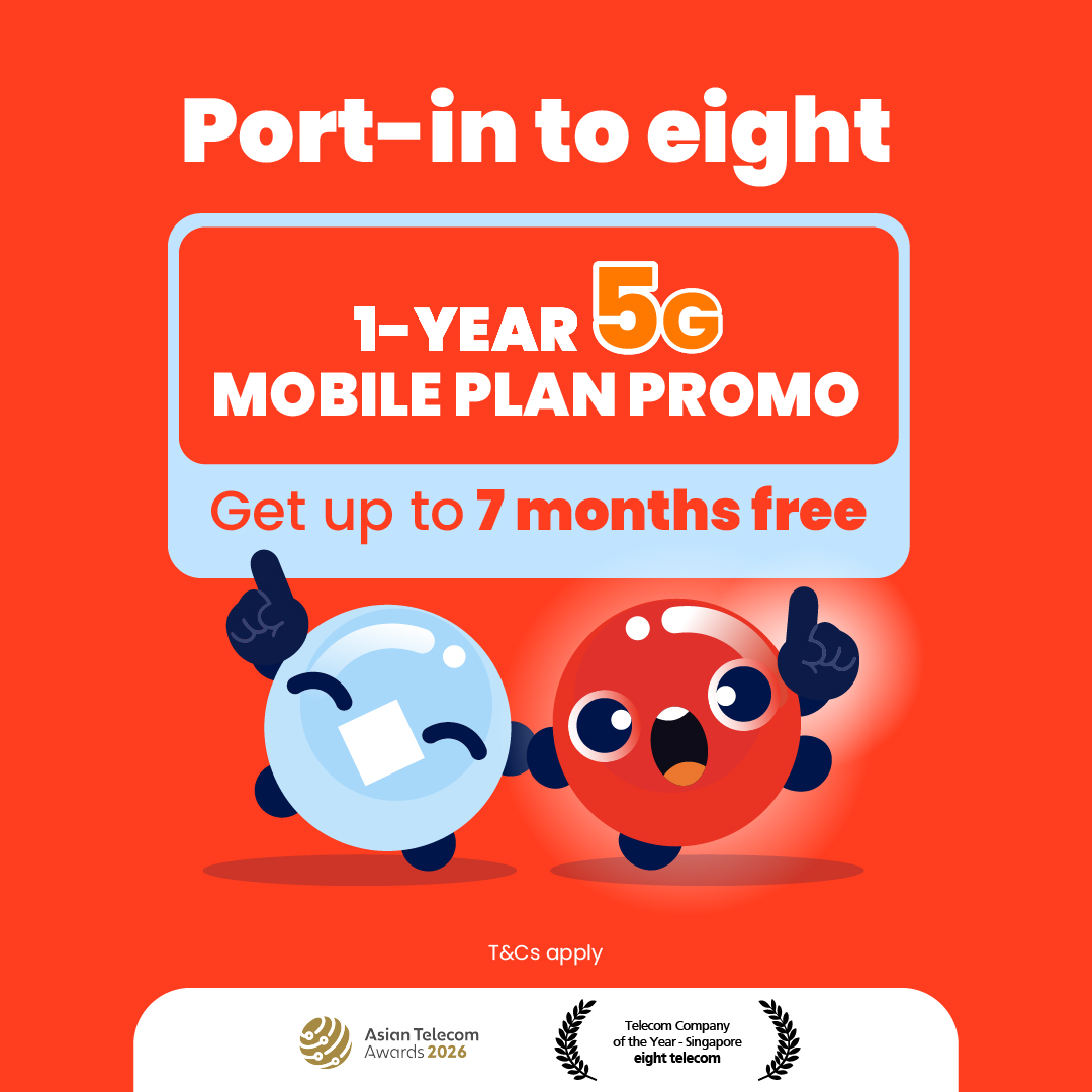 Eight Telecom Facebook ad: Up to 7 Months FREE!