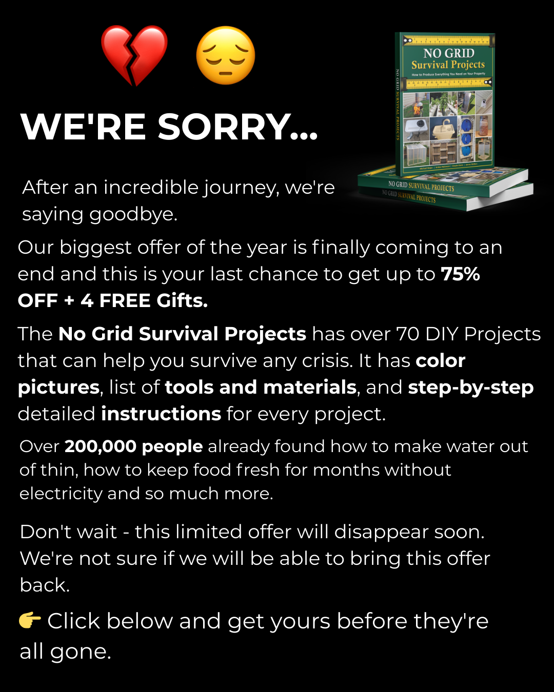 No Grid Survival Projects Facebook ad
