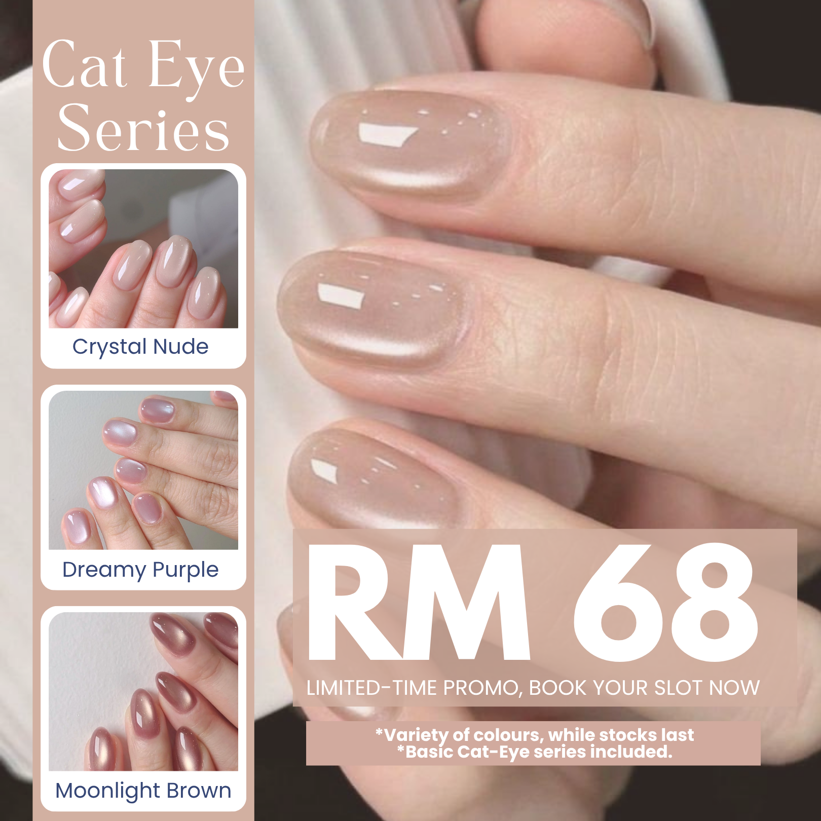 Luminous Nail Salon - KL & Cheras Facebook ad: 最新猫眼美甲只需RM68! 限时优惠 由经验丰富的美甲/美睫师完成,绝无隐藏收费!